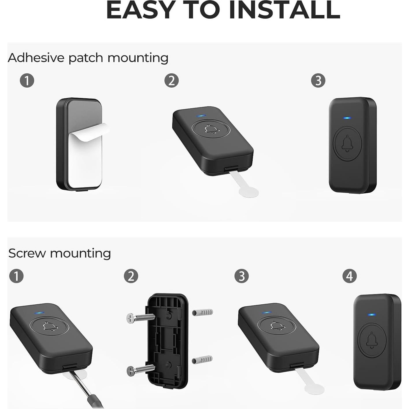 Timbre Inalámbrico FOVKSUC 60 Melodías a Prueba de Agua