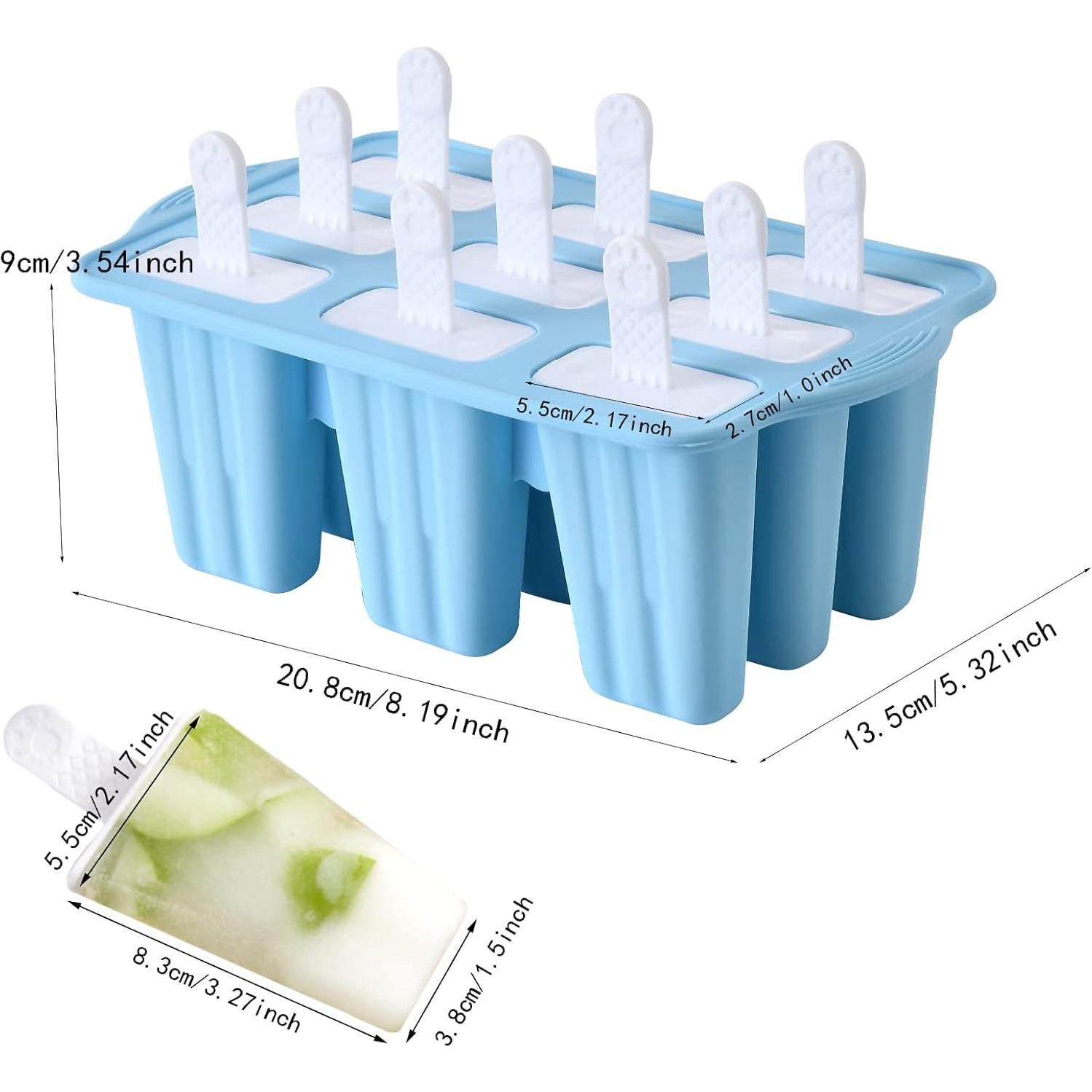 Moldes de Paletas de Silicona Bell Dream, 9 Cavidades, Azul