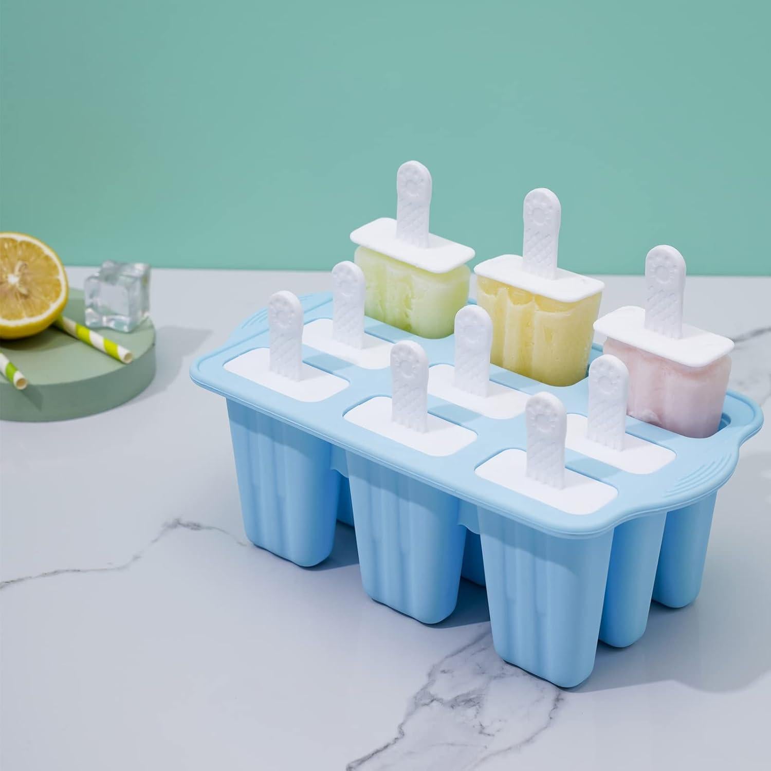 Moldes de Paletas de Silicona Bell Dream, 9 Cavidades, Azul