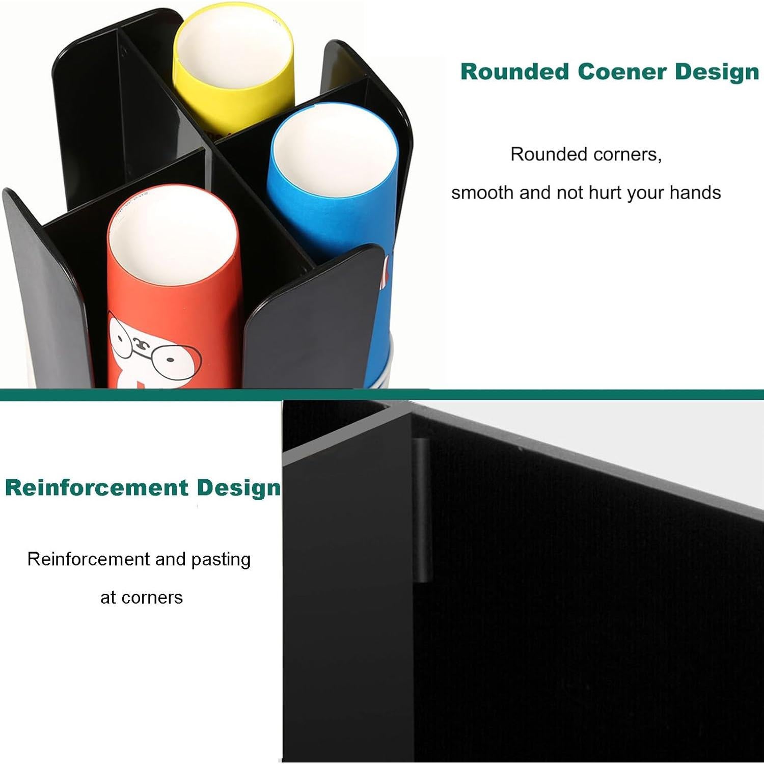 Soporte para Tazas Tirifer, Organizador Acrílico 4 Compartimentos