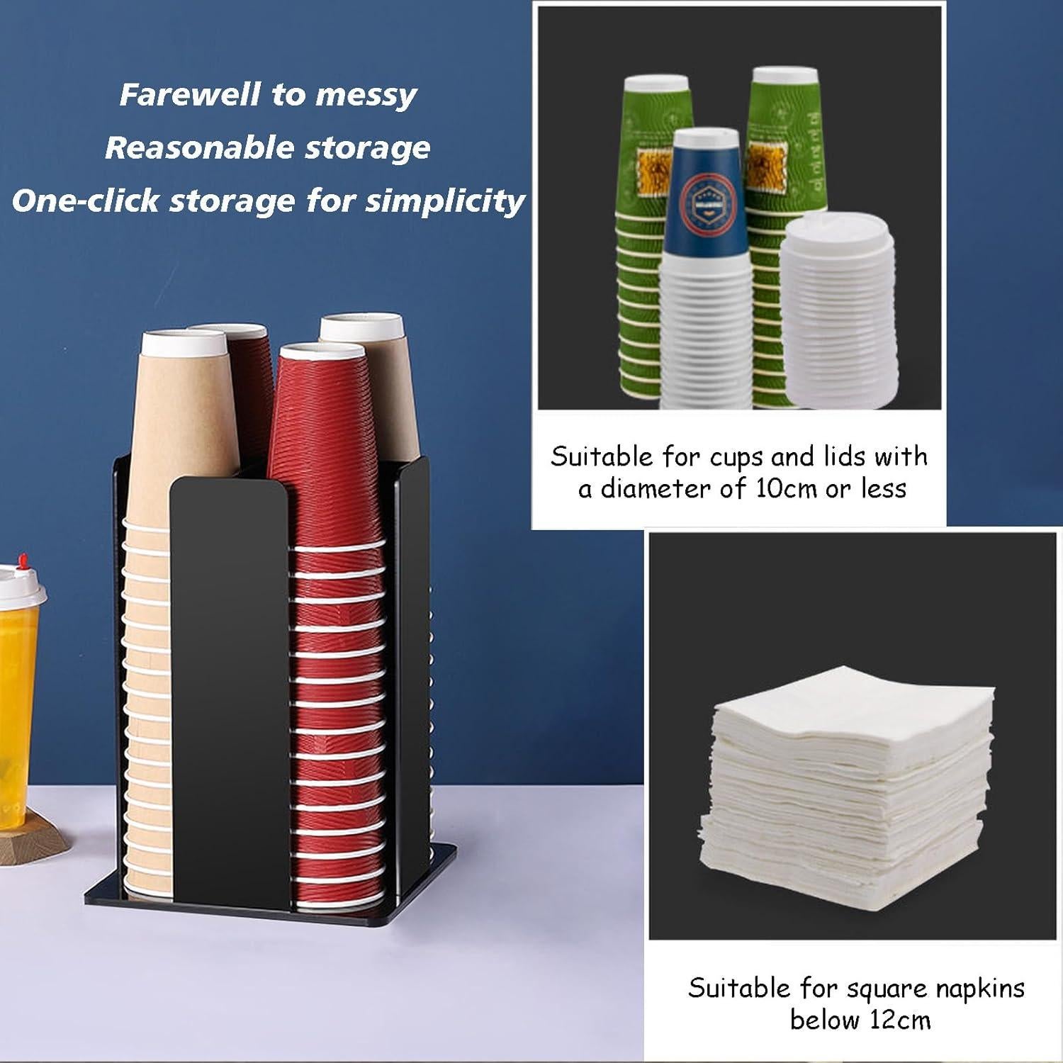 Soporte para Tazas Tirifer, Organizador Acrílico 4 Compartimentos