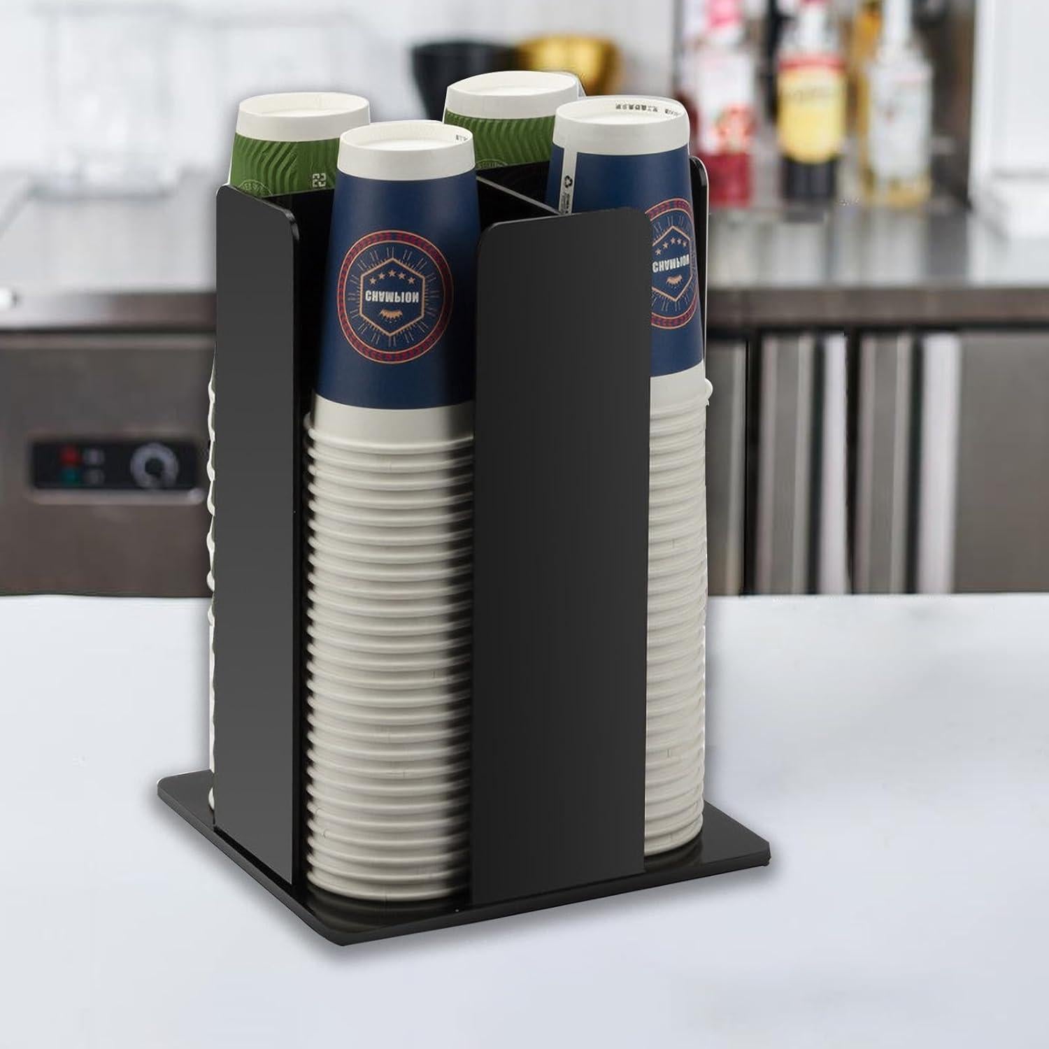 Soporte para Tazas Tirifer, Organizador Acrílico 4 Compartimentos