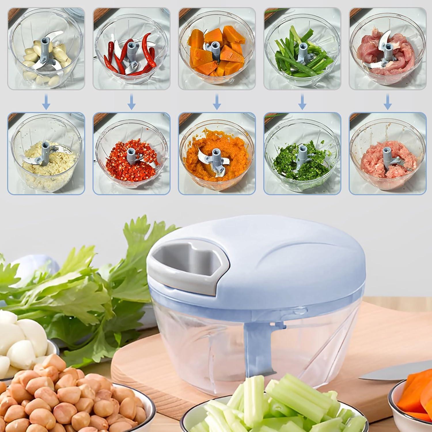 Picador Manual de Verduras NIUAWASA 500ml Antideslizante Azul