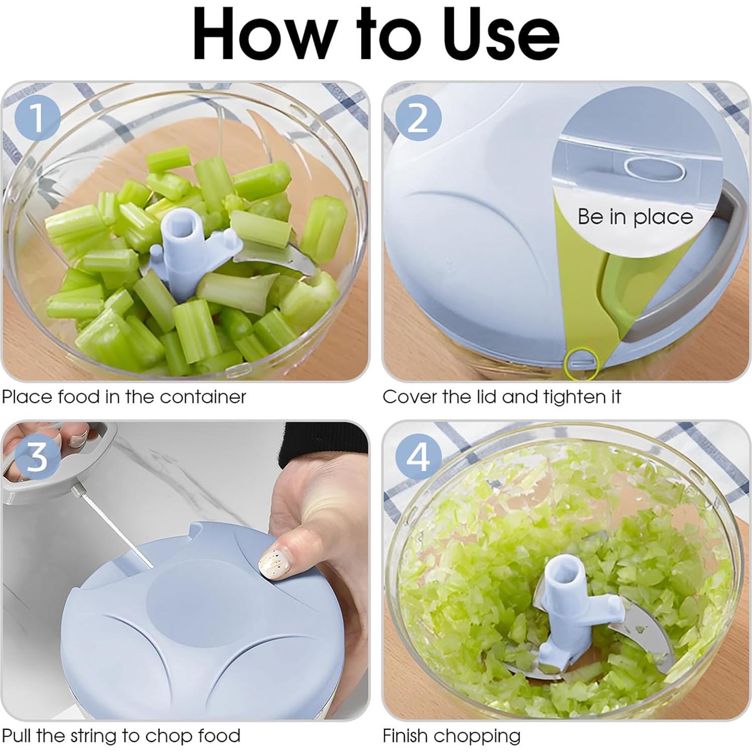 Picador Manual de Verduras NIUAWASA 500ml Antideslizante Azul