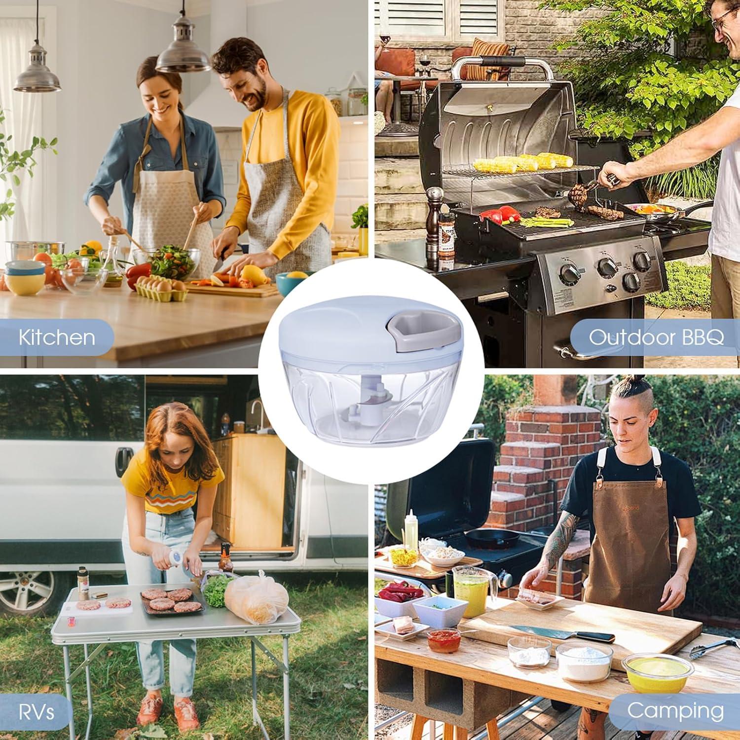 Picador Manual de Verduras NIUAWASA 500ml Antideslizante Azul