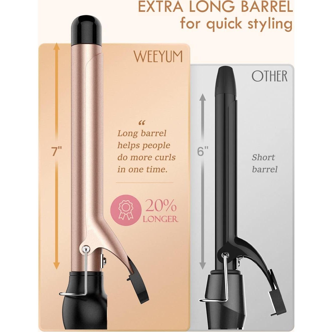 Rizador de Pelo WEEYUM 1 Pulgada Cerámica Doble Voltaje
