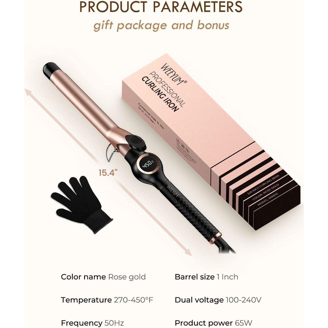 Rizador de Pelo WEEYUM 1 Pulgada Cerámica Doble Voltaje