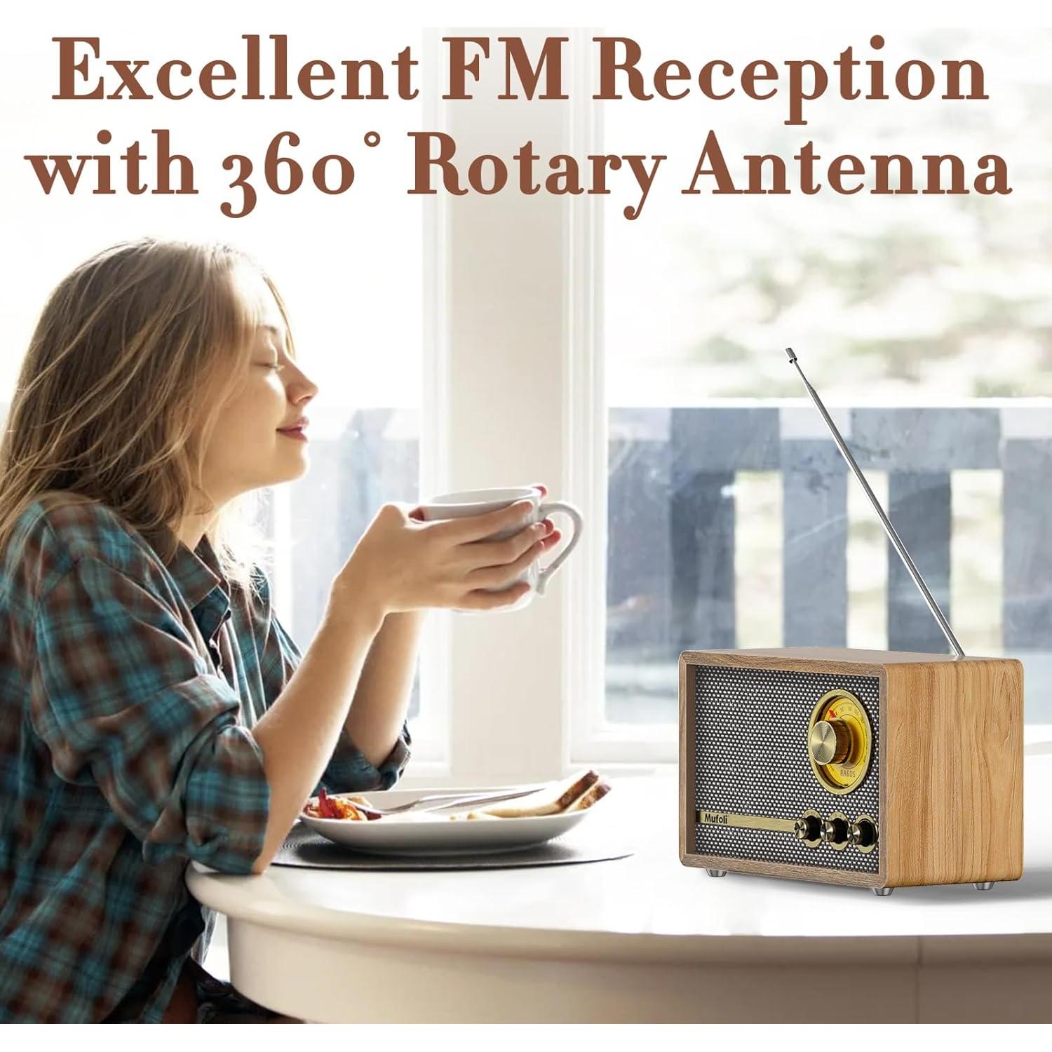 Radio Retro Mufoli RA60S-H Bluetooth y Ruido Blanco