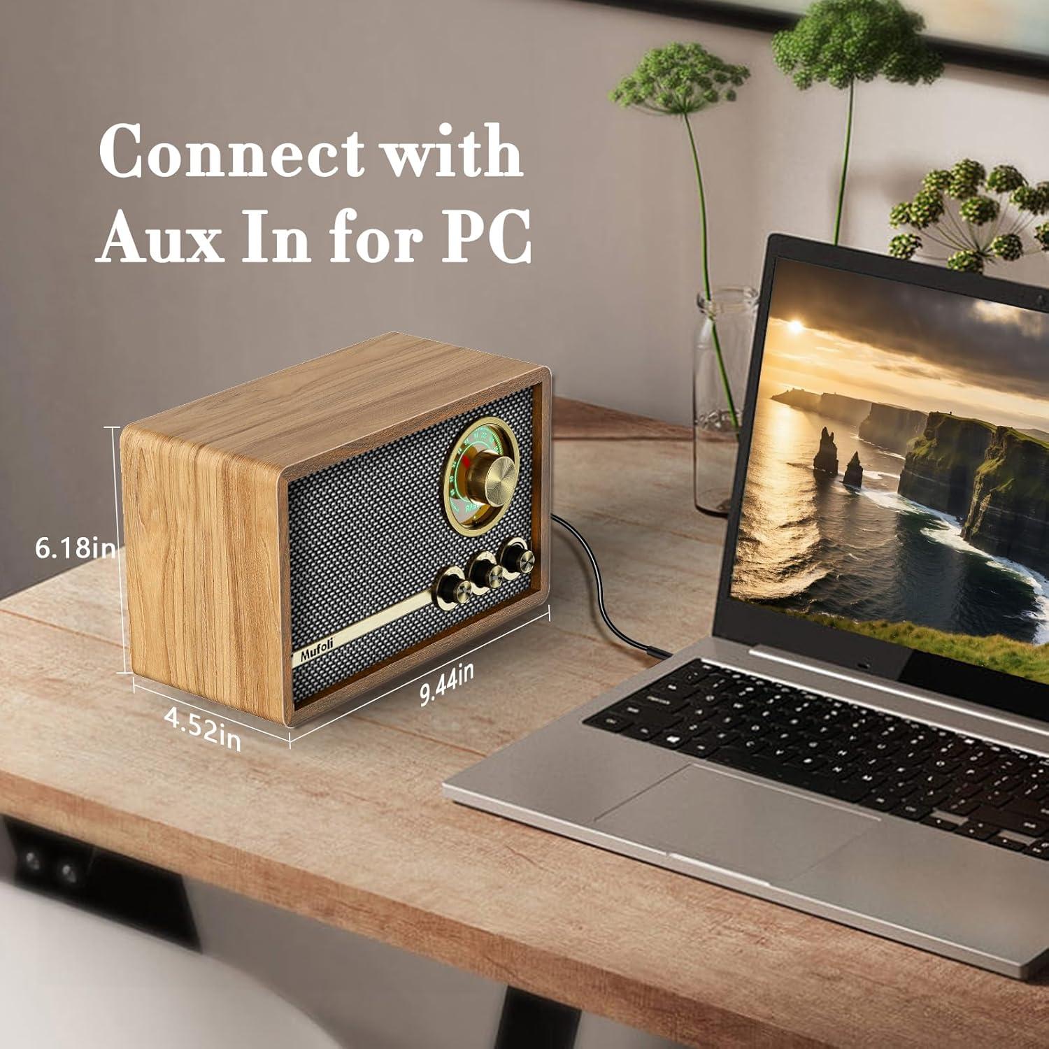 Radio Retro Mufoli RA60S-H Bluetooth y Ruido Blanco