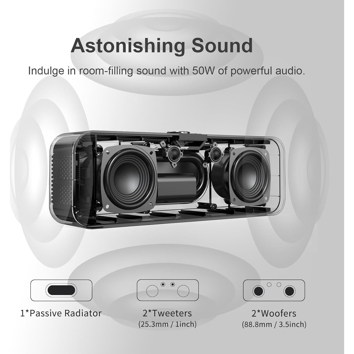 DOSS SoundBox H200 50W Altavoz Bluetooth Inalámbrico Negro