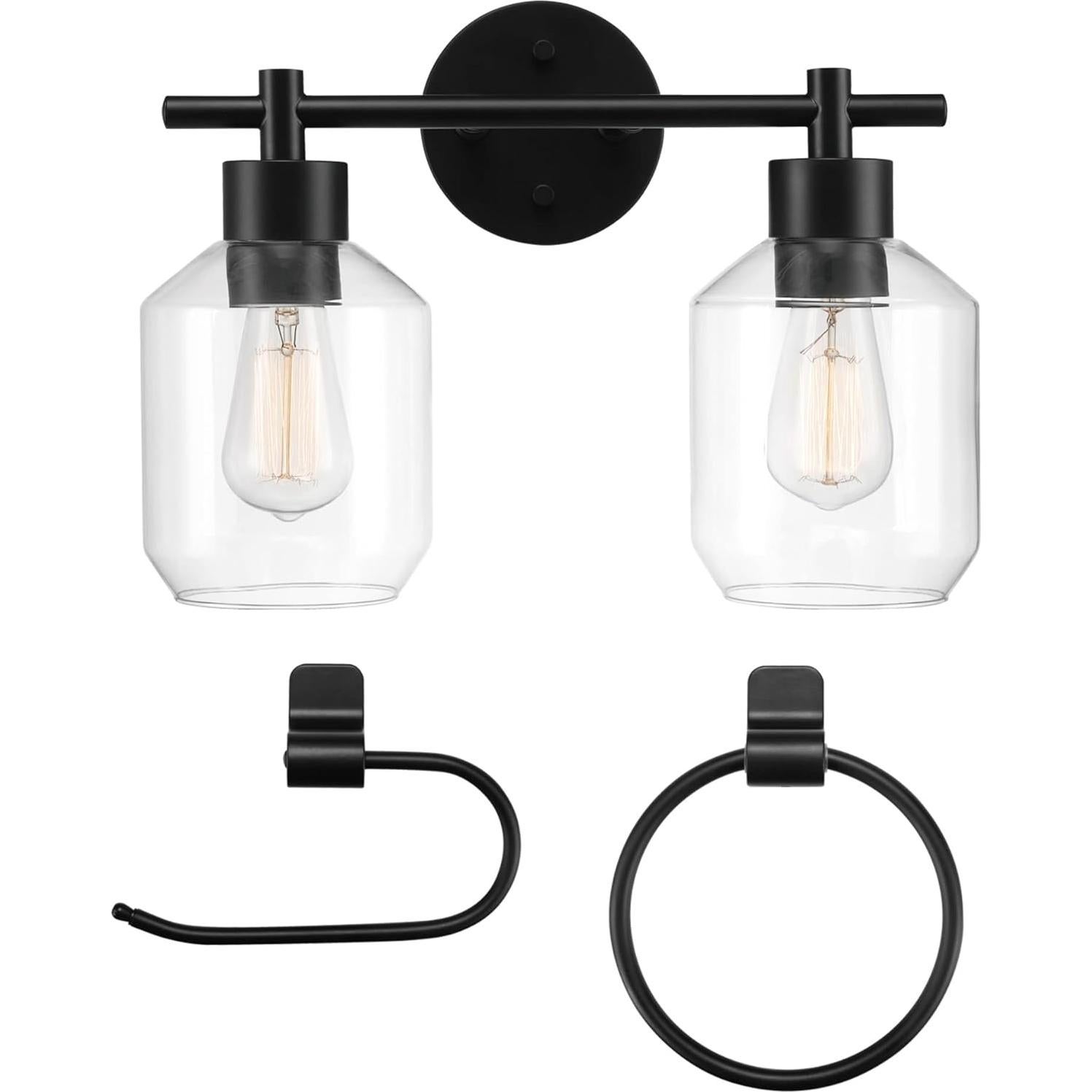 Juego de Baño GLOBE Cannes 3 Piezas Negro Mate con Luz