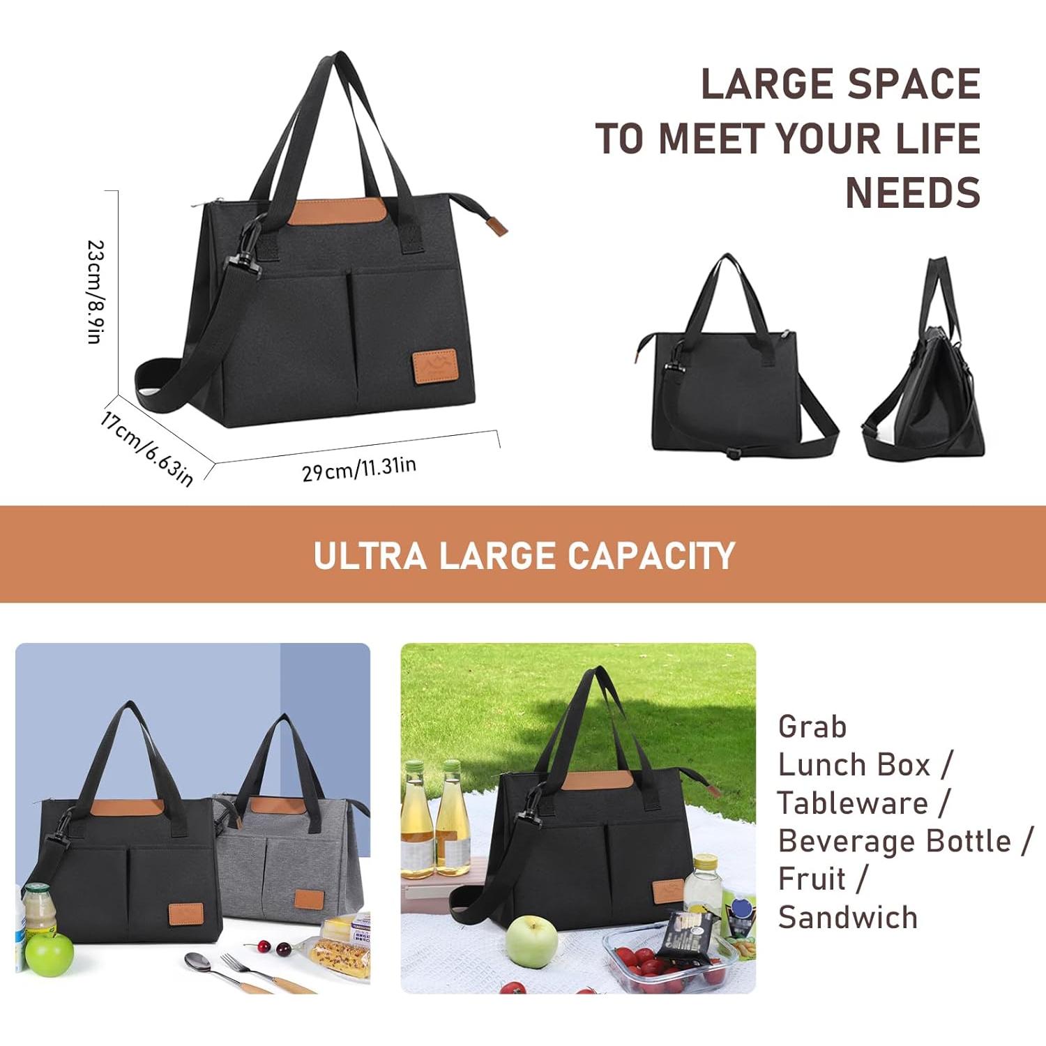 Bolsa de Almuerzo Baglemon Negra Reutilizable 11.5L Aislante