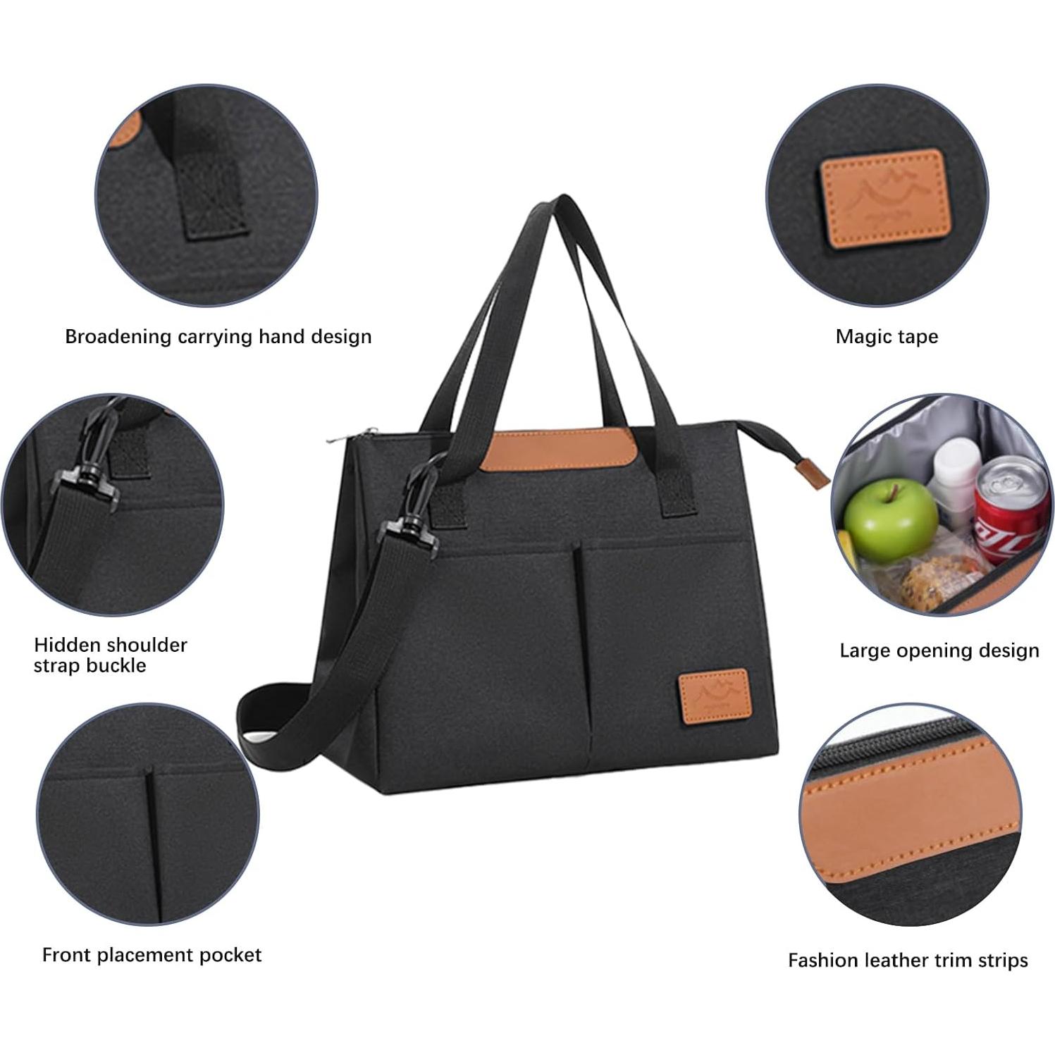 Bolsa de Almuerzo Baglemon Negra Reutilizable 11.5L Aislante