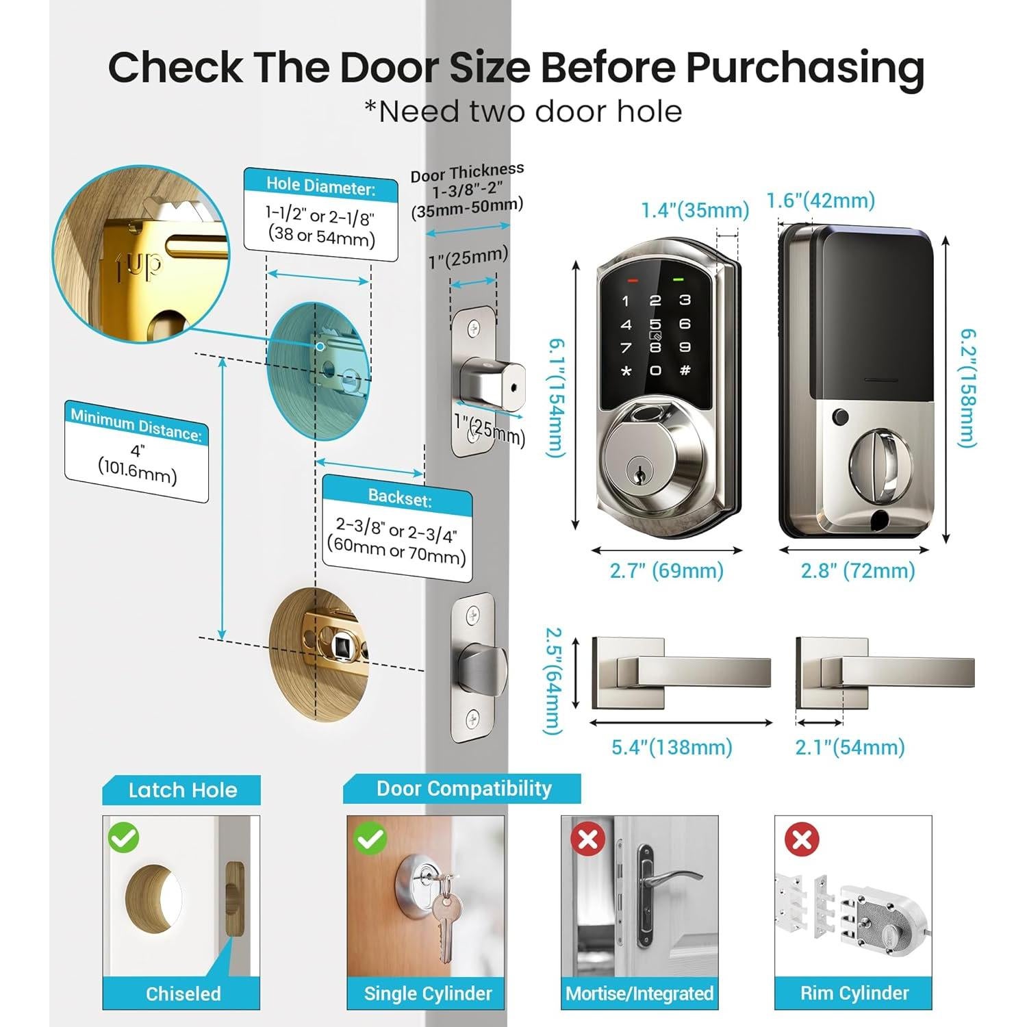 Cerradura Inteligente Veise VE07-L con Huella Dactilar y App