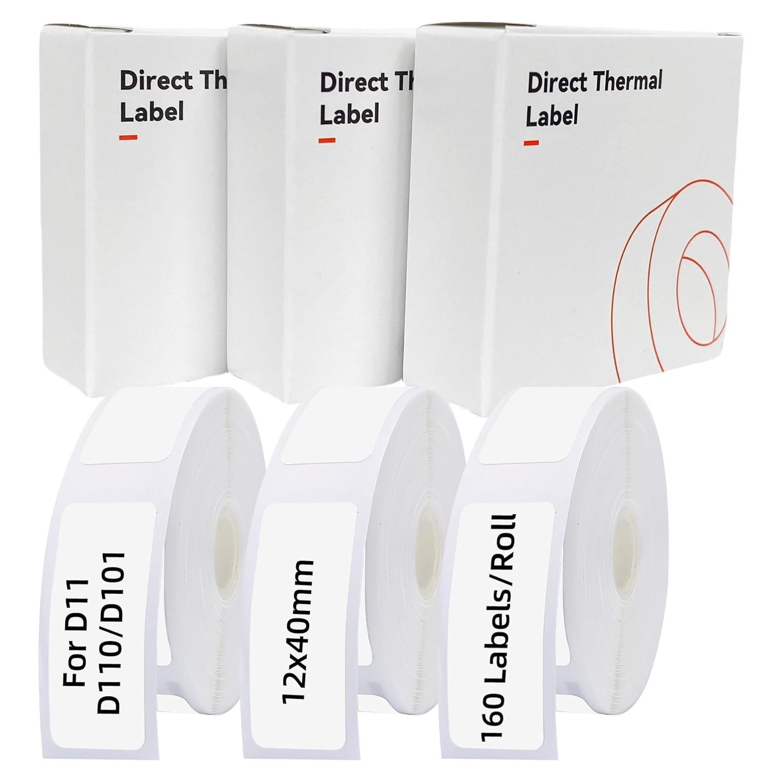 3 Rollos Papel Térmico Etiquetas 12x40mm Peweglow 160 Etiquetas