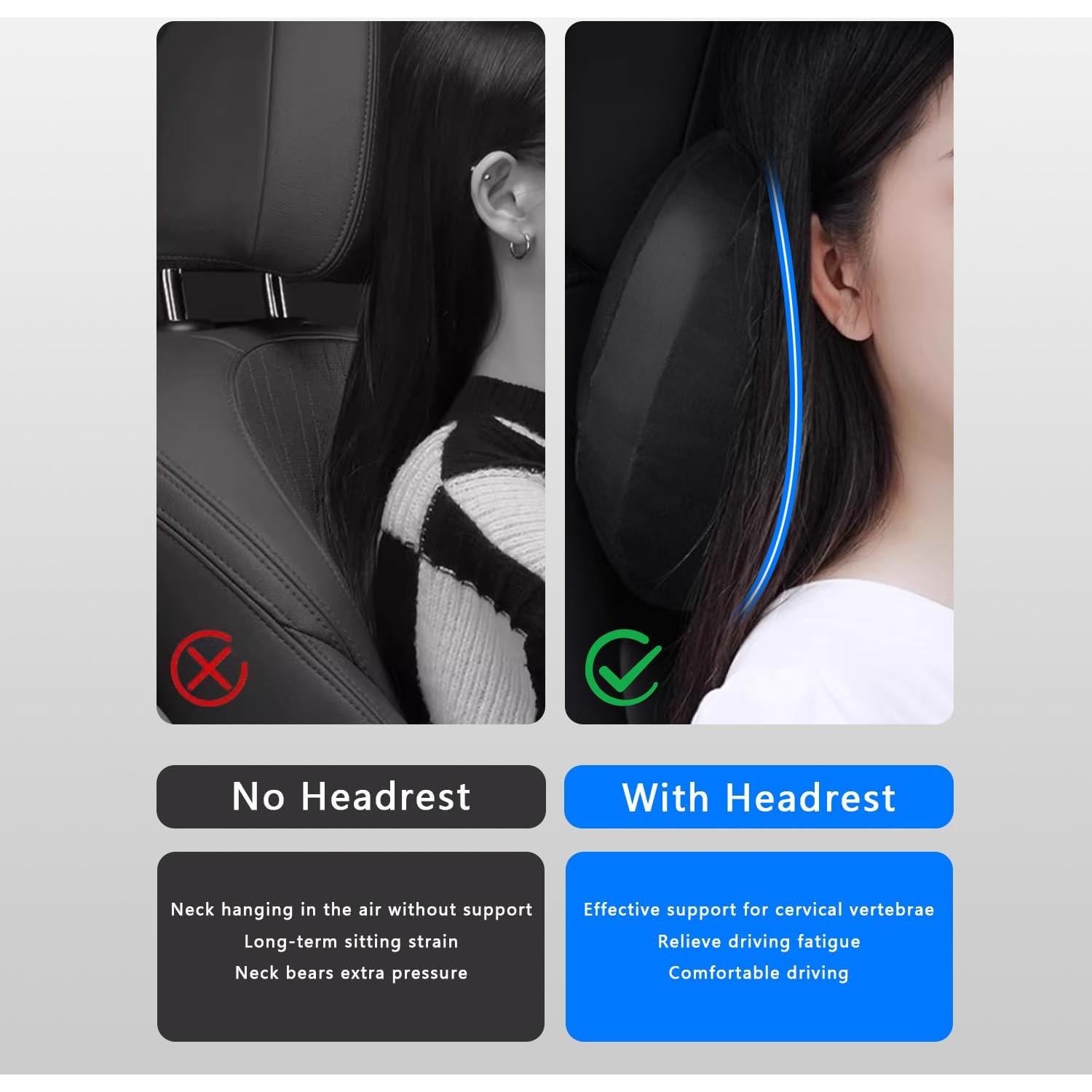 Cojín de Cuello TOPABYTE para Reposacabezas de Coche Negro