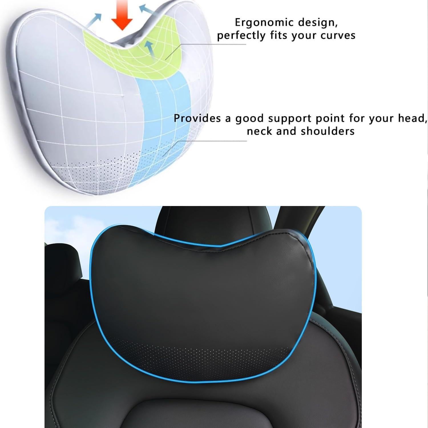 Cojín de Cuello TOPABYTE para Reposacabezas de Coche Negro