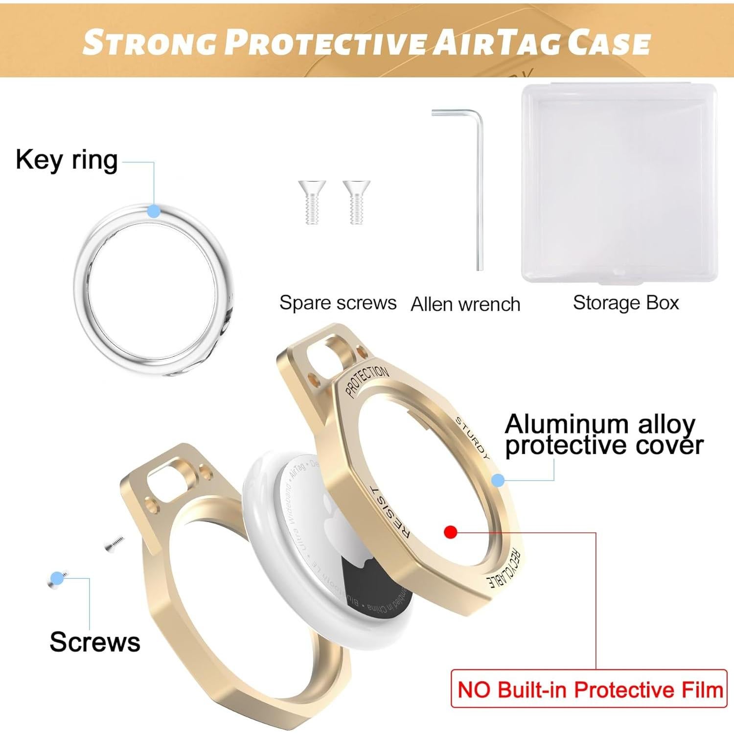 Funda para AirTag Tieuwant Oro - Aluminio Ligero y Resistente