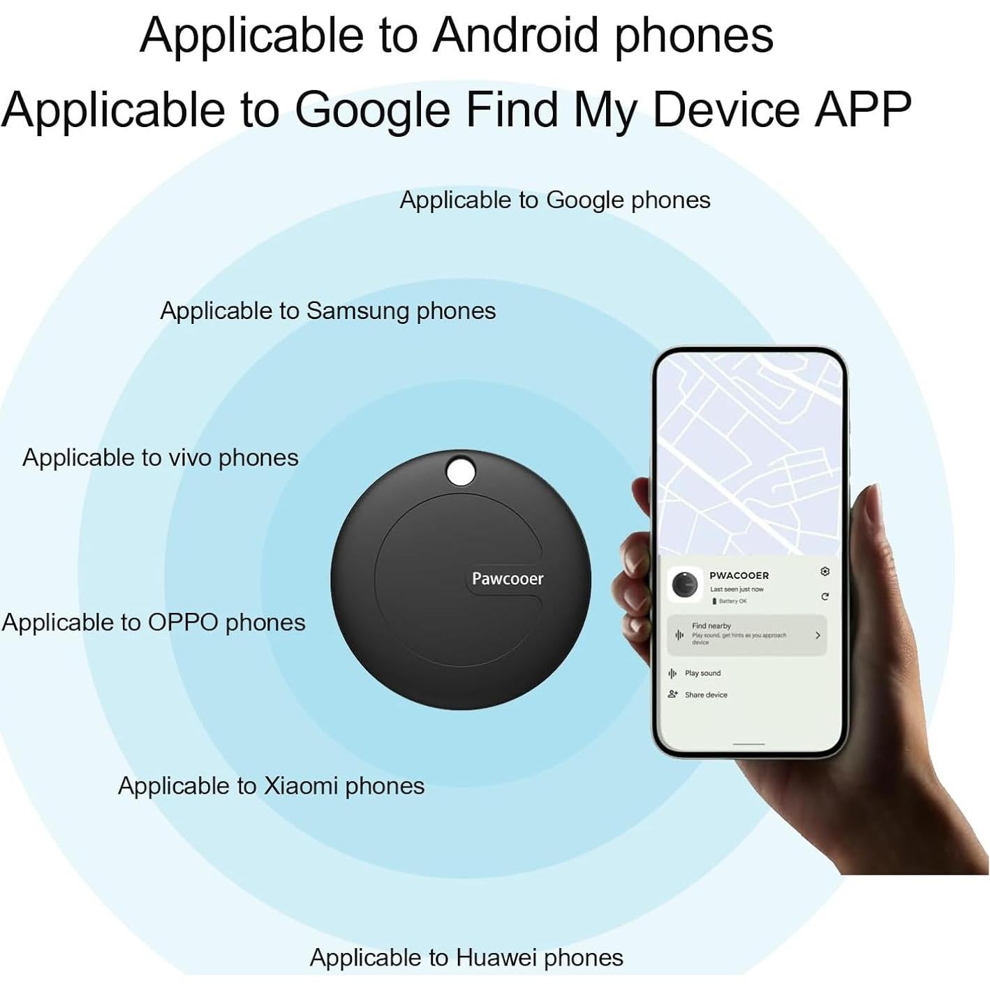 Rastreador Bluetooth Vanyuei SmartTag Negro - Localiza Llaves y Más