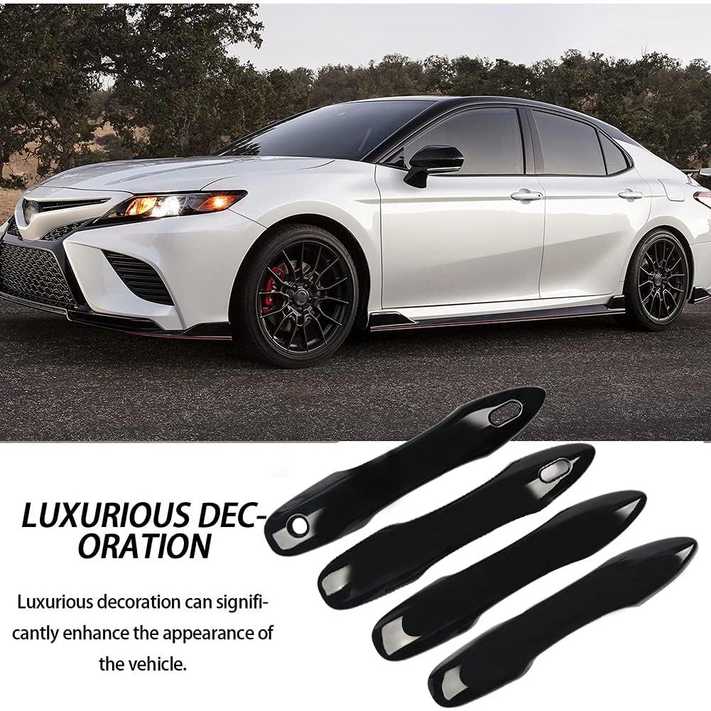 sportuli Black Side Door Mirror Caps + Door Handle Covers Replace for 2018 2019 2020 2021 2022 2023 2024 2025 Toyota Camry Accessories, with Smart Key Holes (Black)