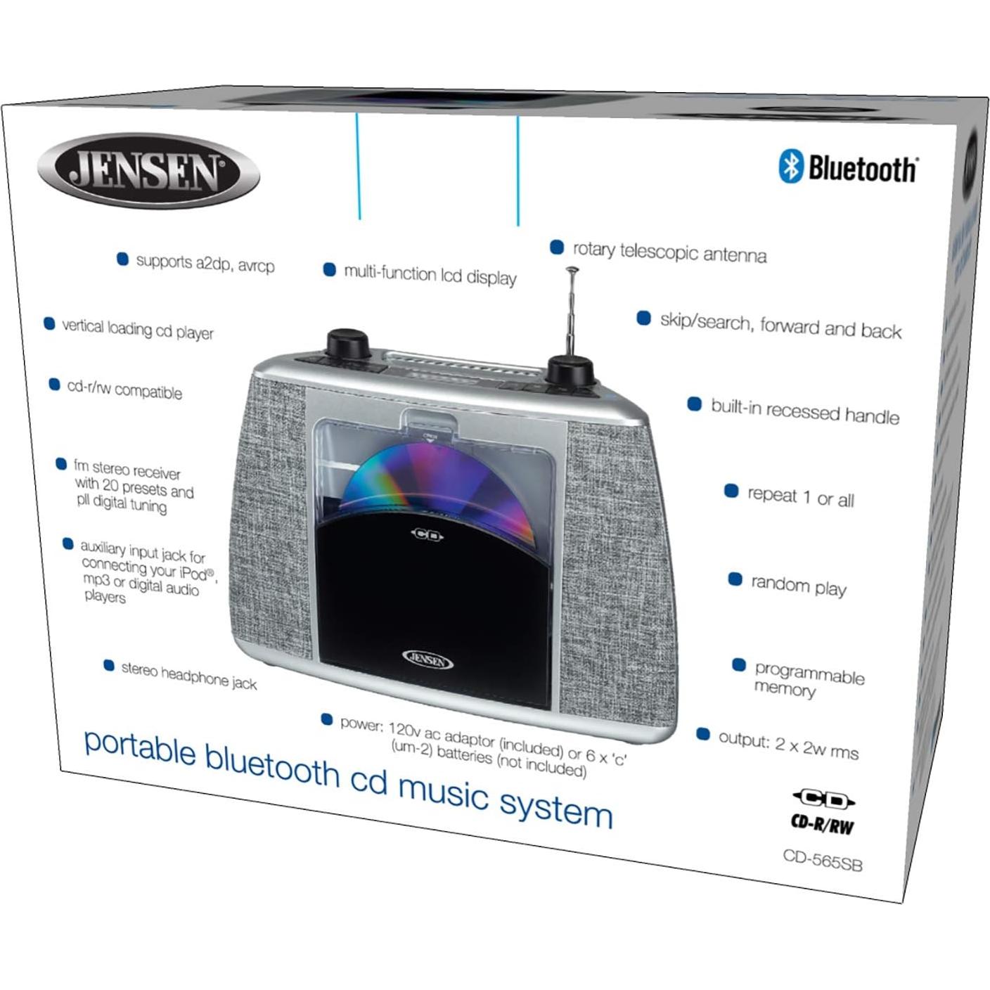 Reproductor de CD Jensen CD-565 Bluetooth Portátil 1.44kg