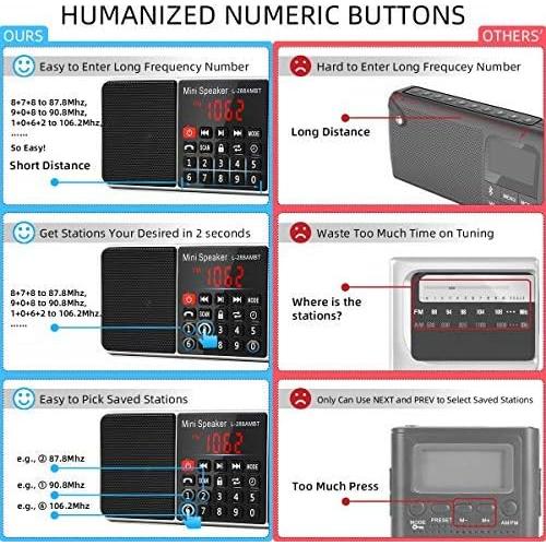 Radio portátil PRUNUS J-288 AM FM Bluetooth con altavoz