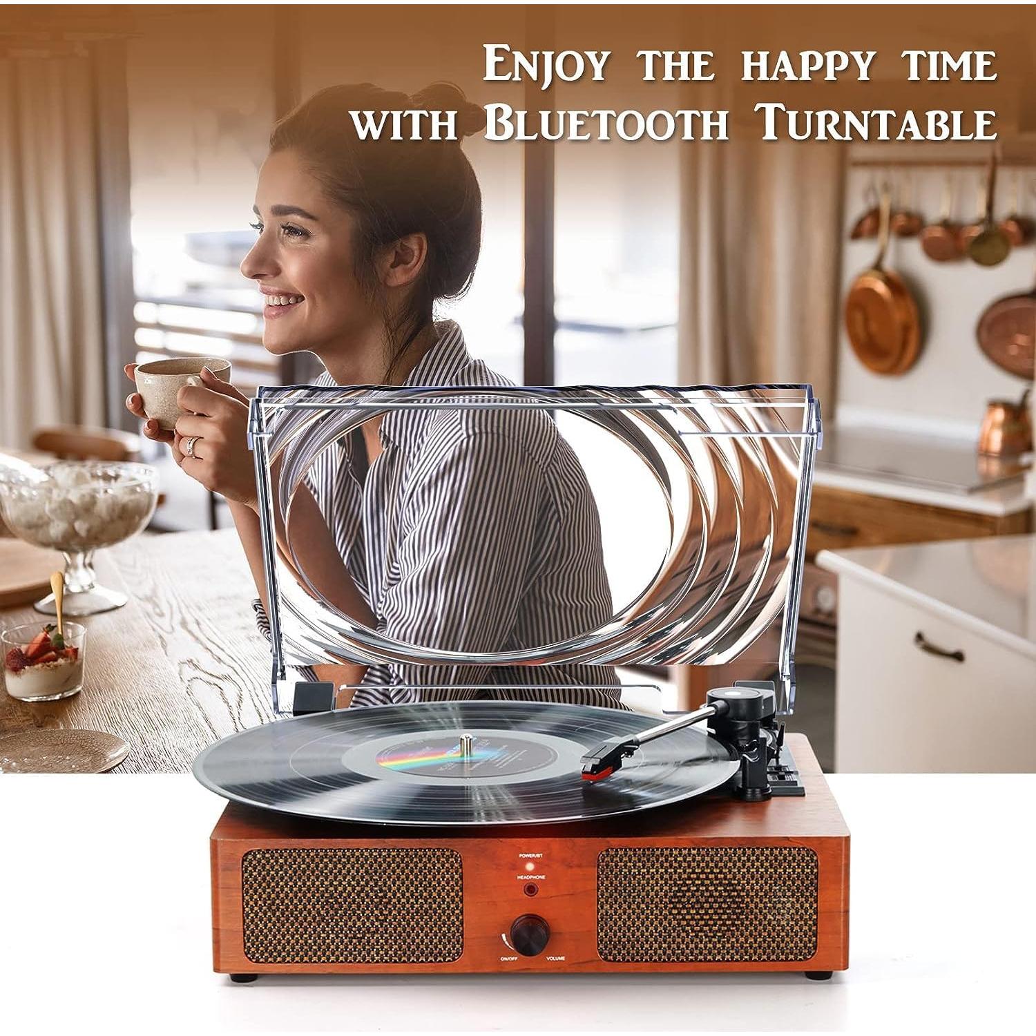 Reproductor de Vinilo Bluetooth Vintage FEKTIK B500S 3 Velocidades