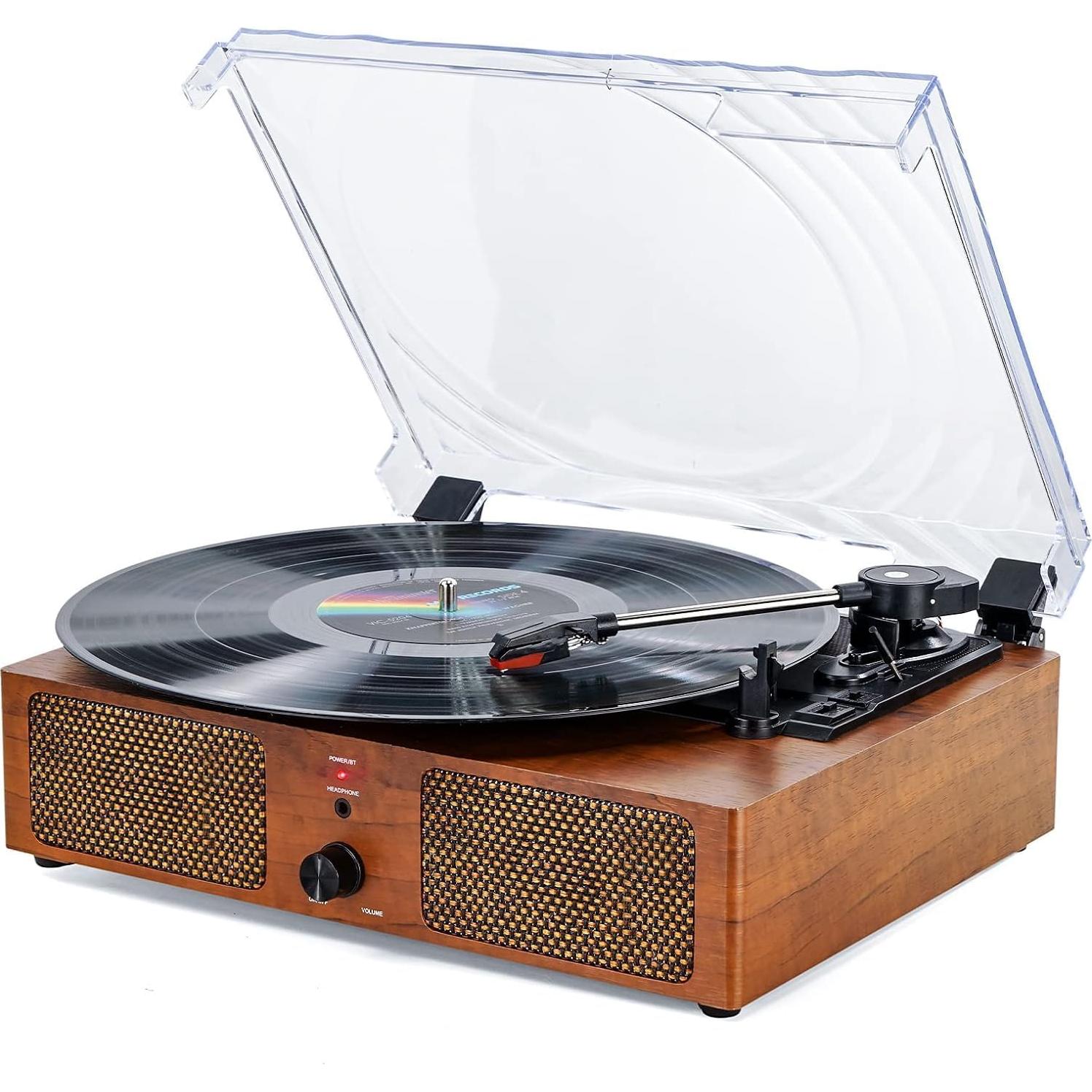 Reproductor de Vinilo Bluetooth Vintage FEKTIK B500S 3 Velocidades