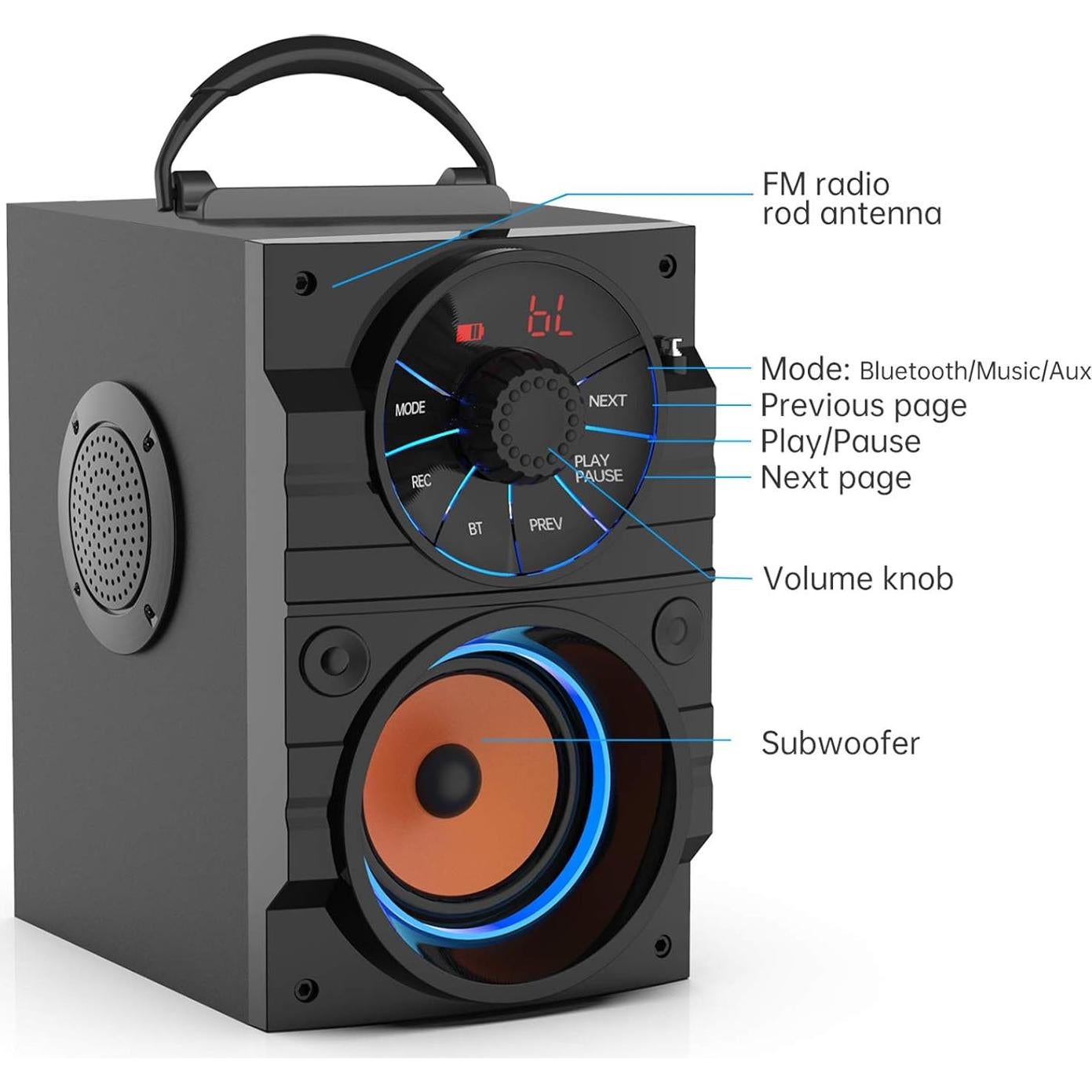 Altavoz Bluetooth Portátil Aesackir B9-3 con Subwoofer 11W