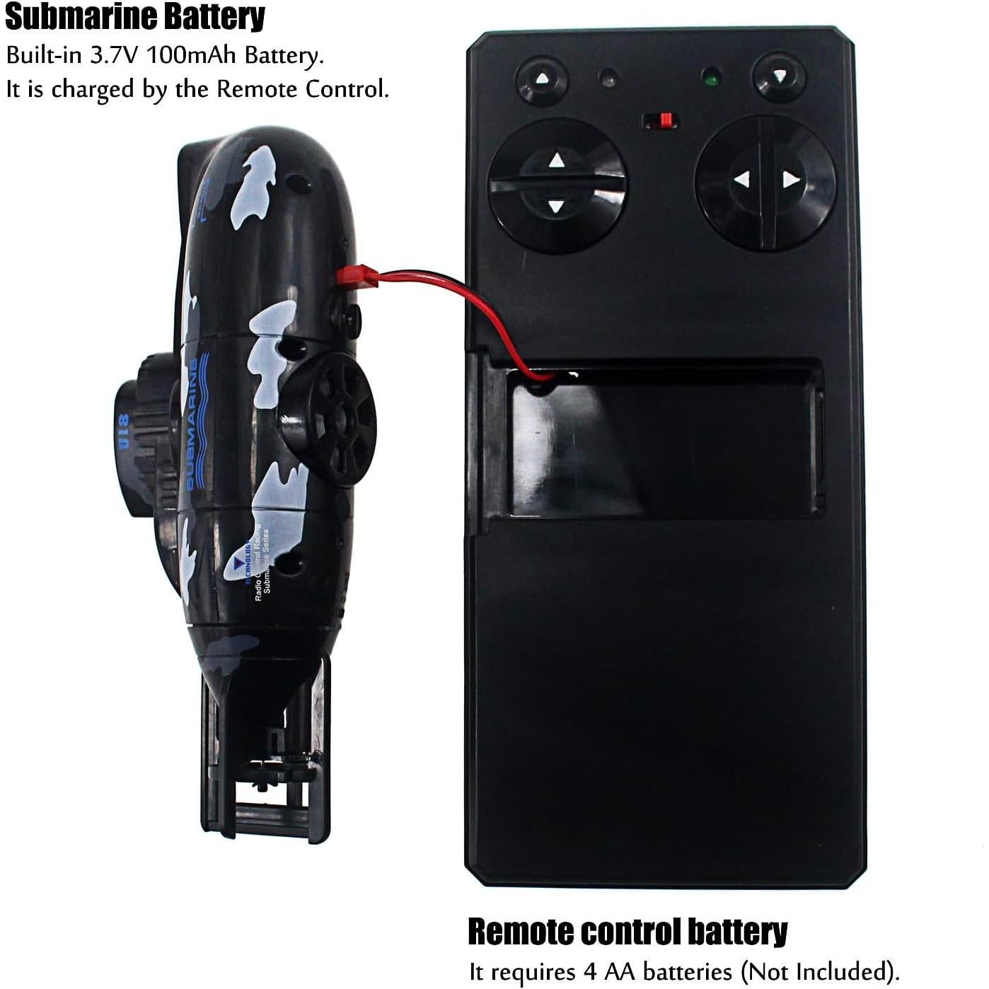 Submarino RC Militar Yingmate 14.5 cm Control Remoto Negro