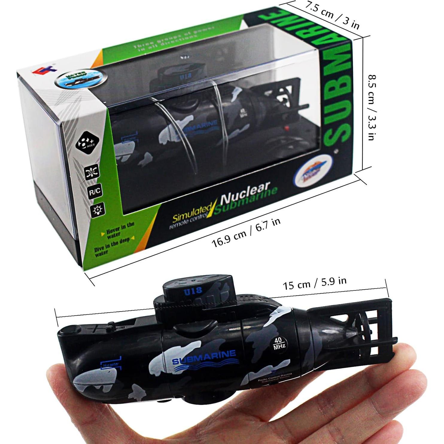 Submarino RC Militar Yingmate 14.5 cm Control Remoto Negro