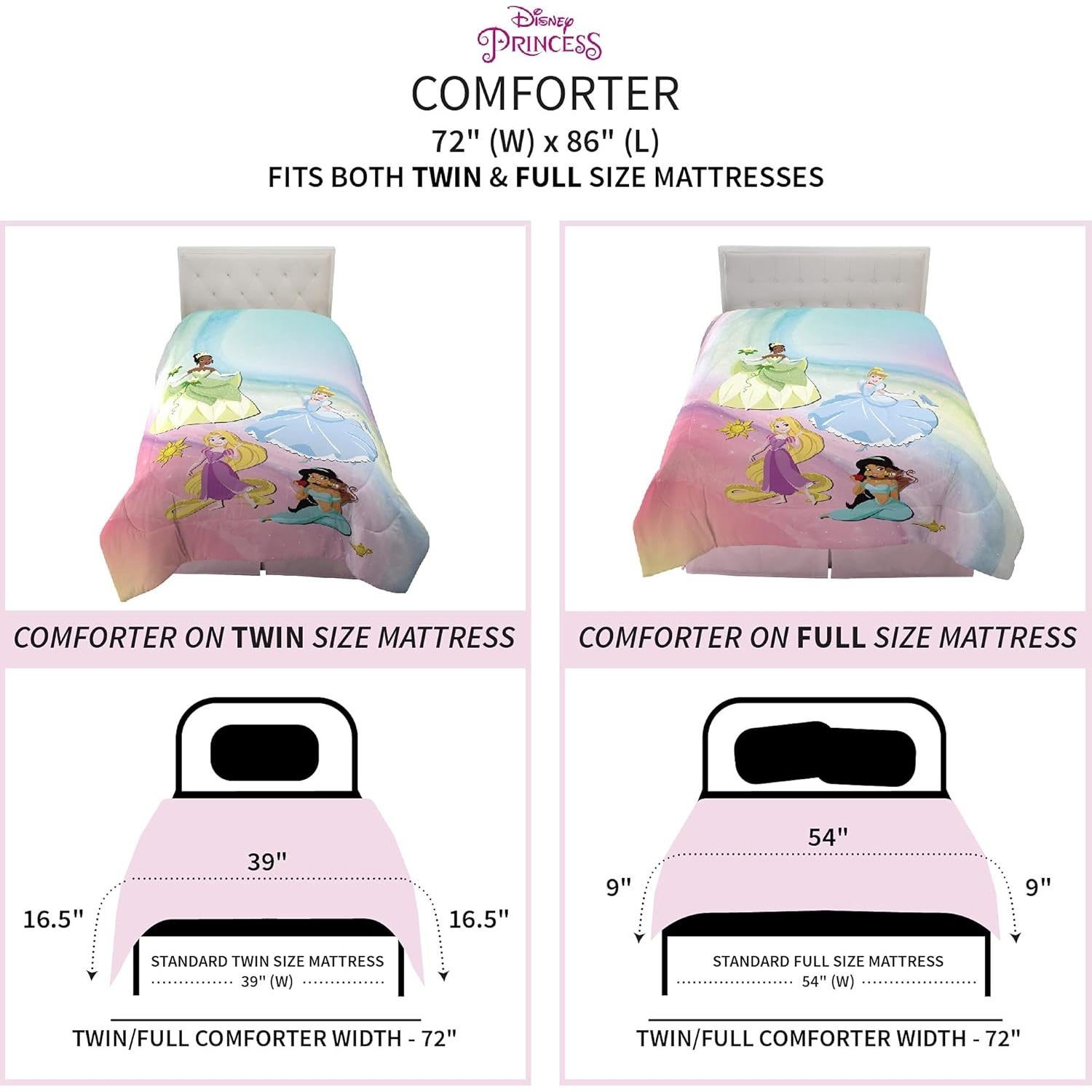 Edredón Reversible Microfibra Disney Princess Franco 218x183cm