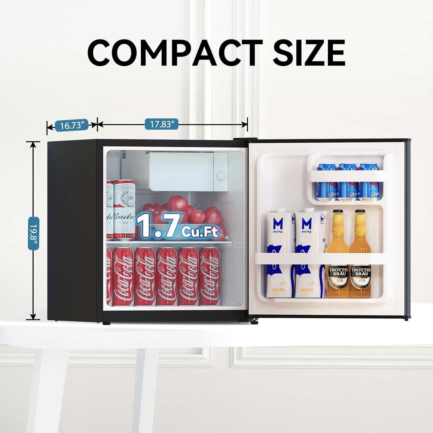 Mini Nevera Frestec 1.7 Pies Cúbicos con Congelador Negro