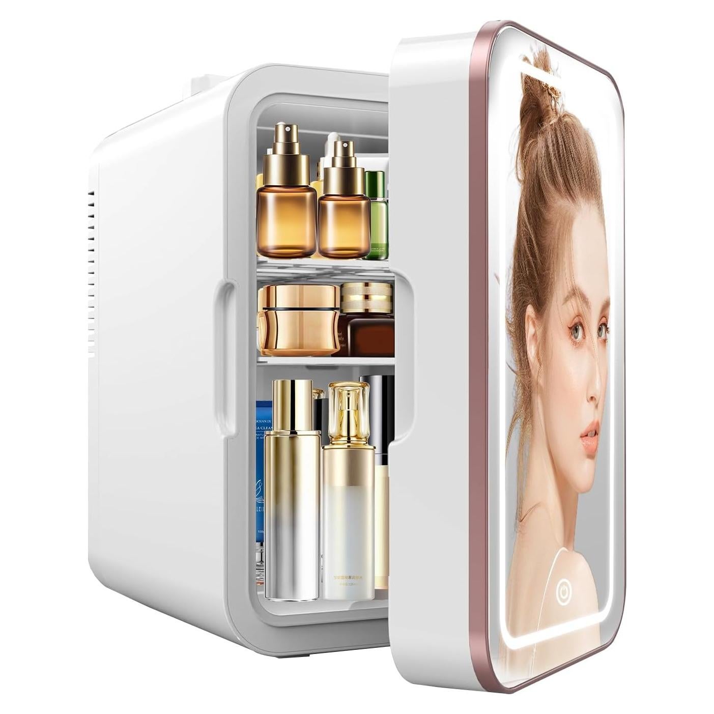 Refrigerador Mini YLFU 6L con Espejo LED y Calentador