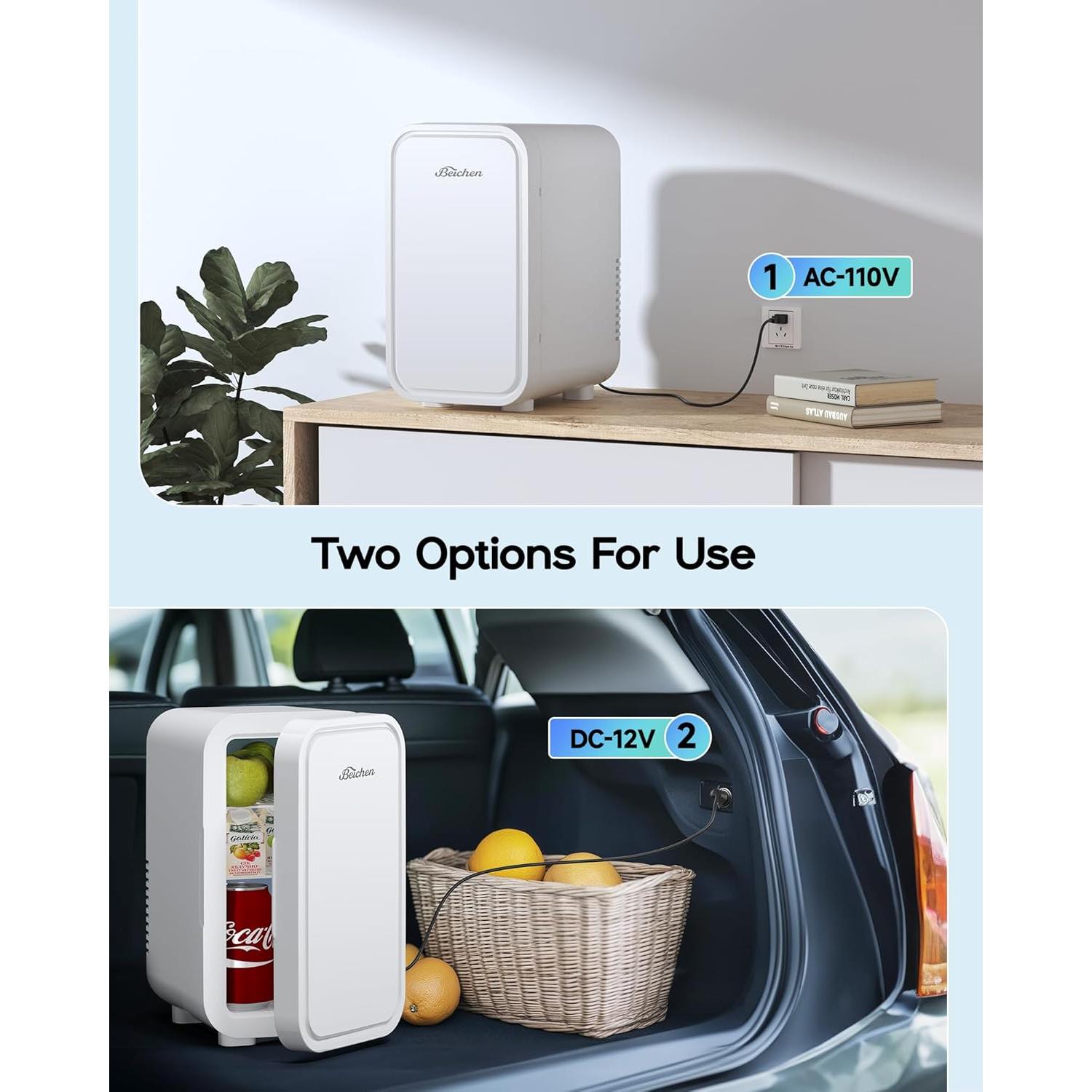 Mini Nevera Portátil BEICHEN 6L Blanca - Enfriador y Calentador