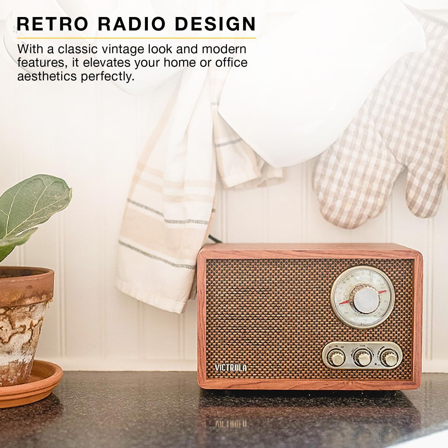 Radio Bluetooth Retro Victrola Espresso con Altavoces Integrados
