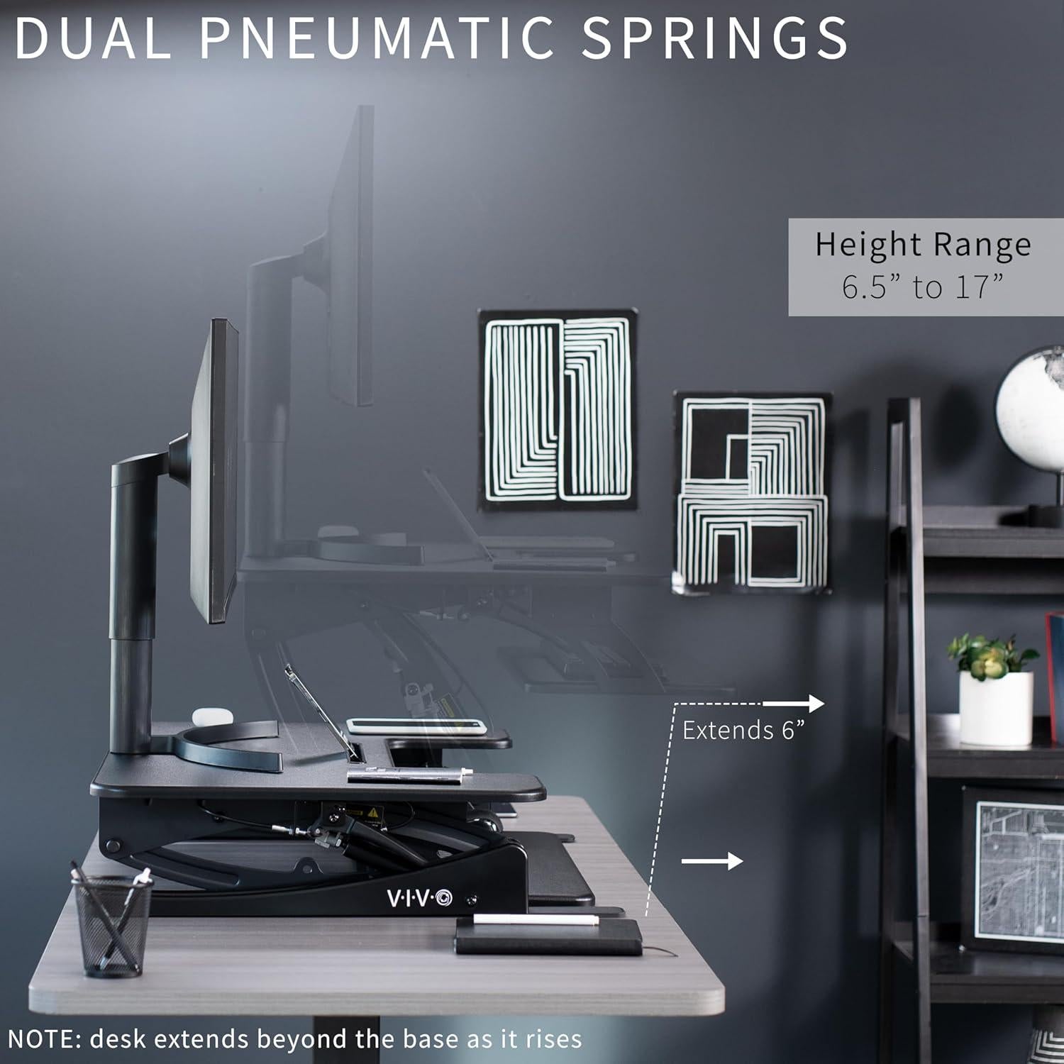 Escritorio Elevable VIVO Ajustable 81.3 cm Negro DESK-V000VS