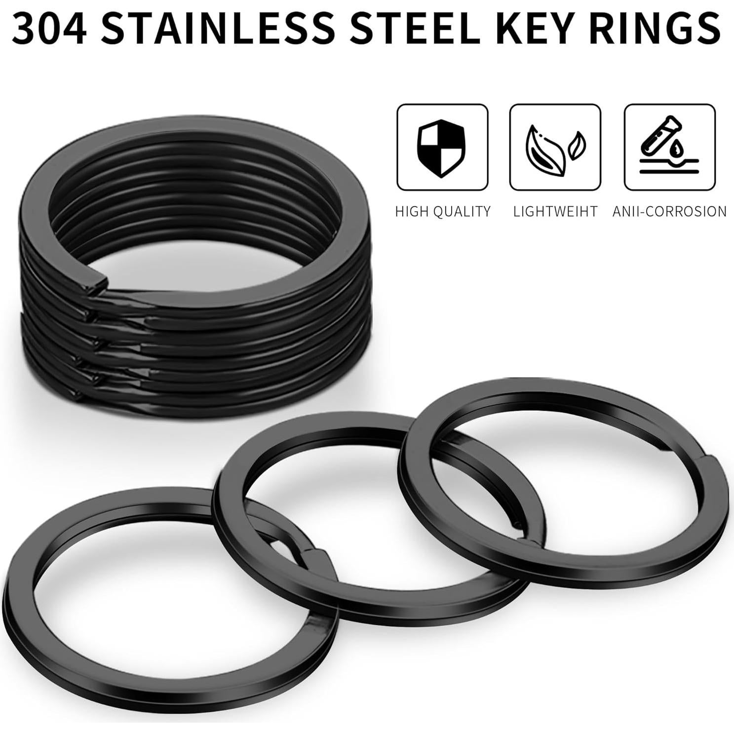 Anillos de Llave Gkeygo 12 pcs Acero Inoxidable 25mm Negro