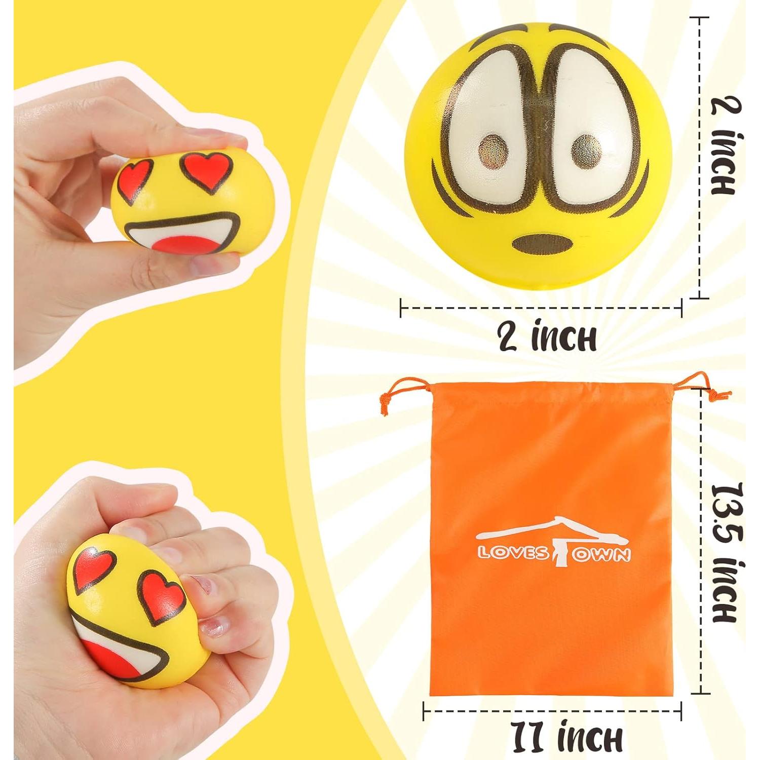 Pelotas Antiestrés Mini LOVESTOWN 36PCS 5cm Amarillas