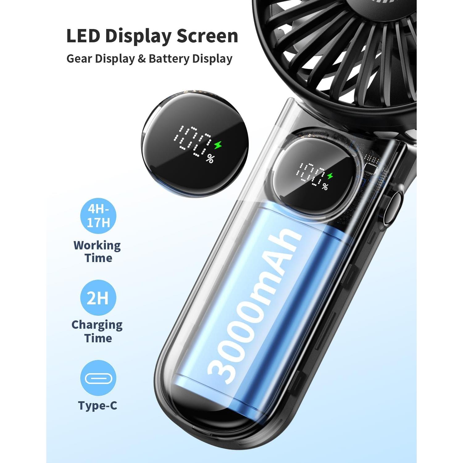 Ventilador Portátil Plegable coldSky F11 con Pantalla LED 3000mAh