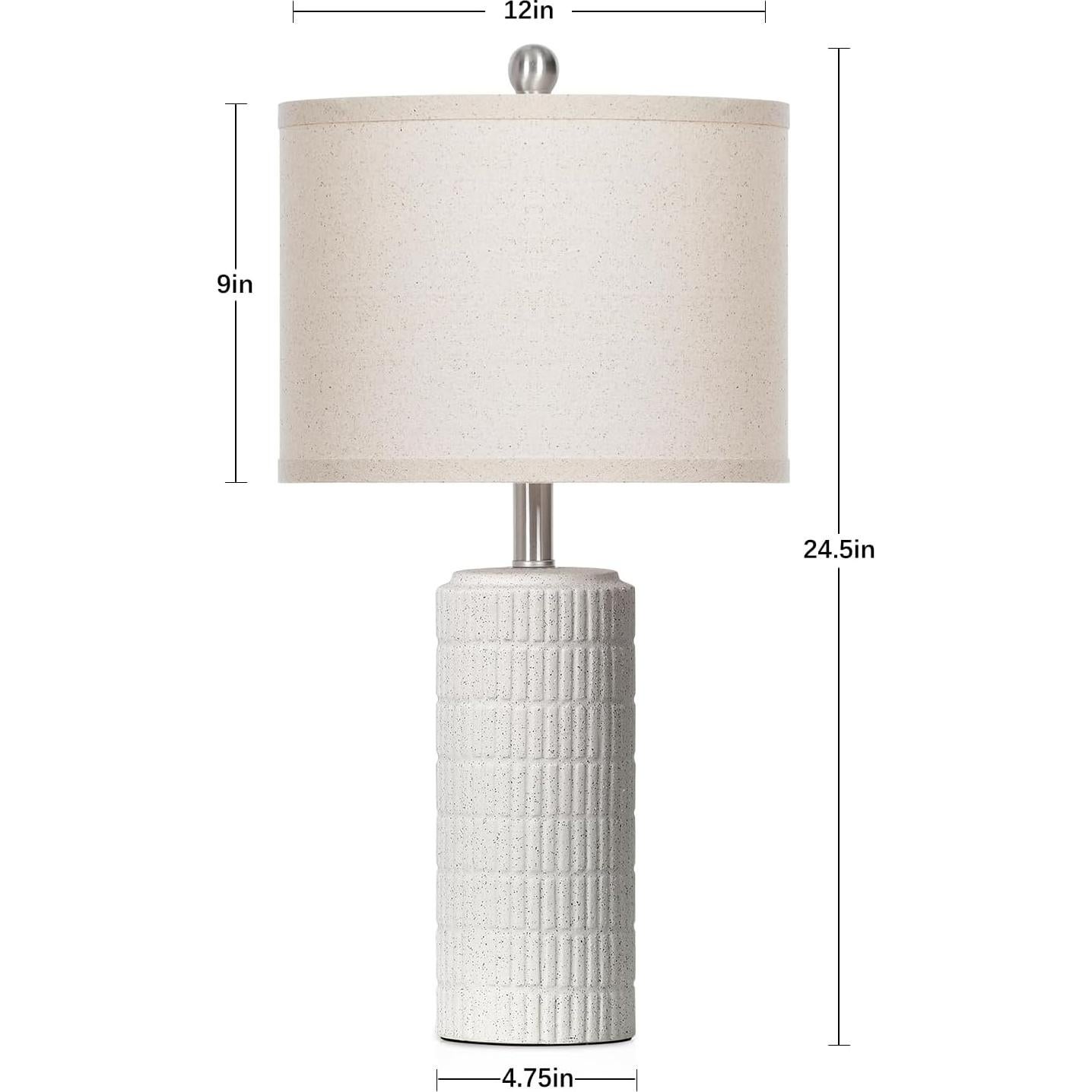 Lámpara de Mesa de Cerámica Cinyirong Blanca 62 cm con Pantalla de Lino