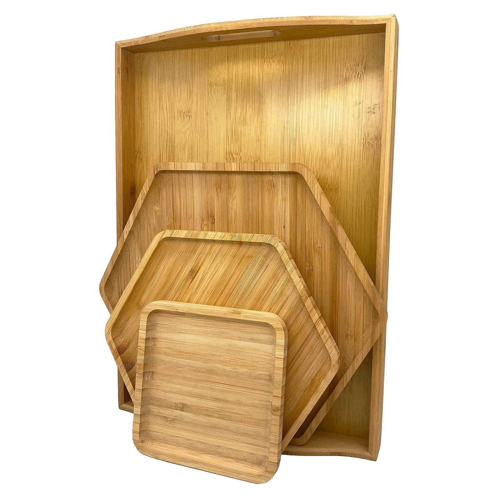 Set de Bandejas de Bambú PAFREWOG 42x30cm con Mango