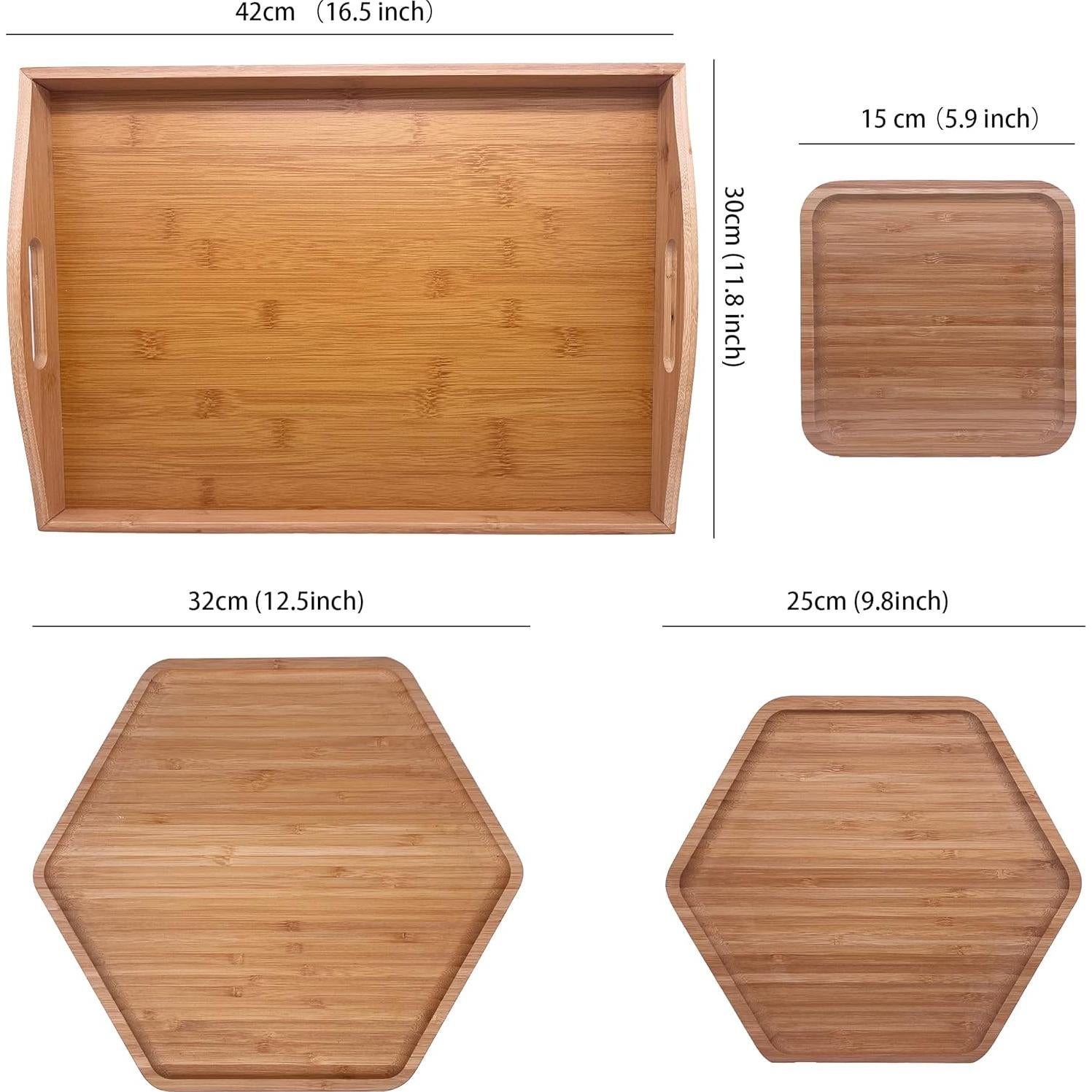 Set de Bandejas de Bambú PAFREWOG 42x30cm con Mango