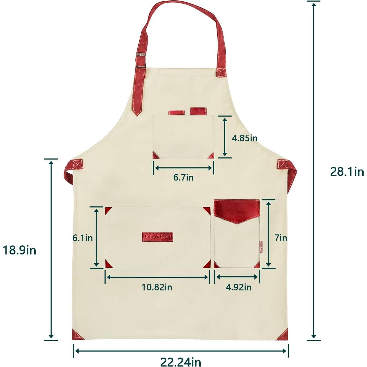 Delantal de Jardinería Berry&Bird Beige con Bolsillos Impermeable