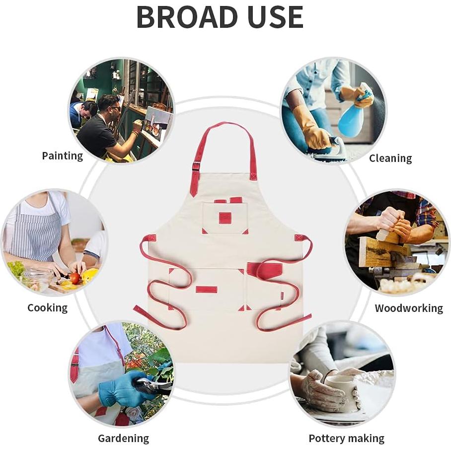 Delantal de Jardinería Berry&Bird Beige con Bolsillos Impermeable