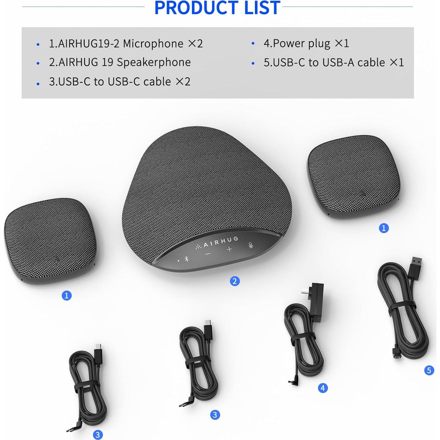 Altavoz Bluetooth AIRHUG 19 con 2 Micrófonos USB 360°