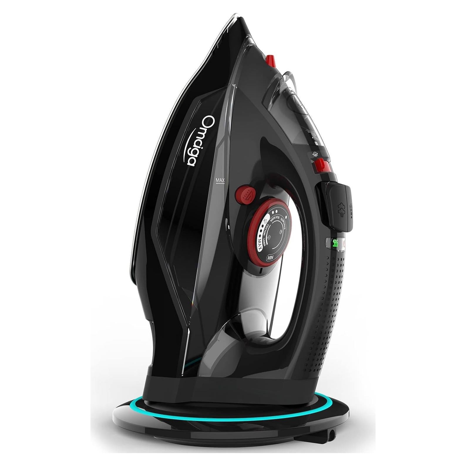 Plancha Sin Cable OMAIGA 1500W con Vapor y Tanque 350ml - Negro