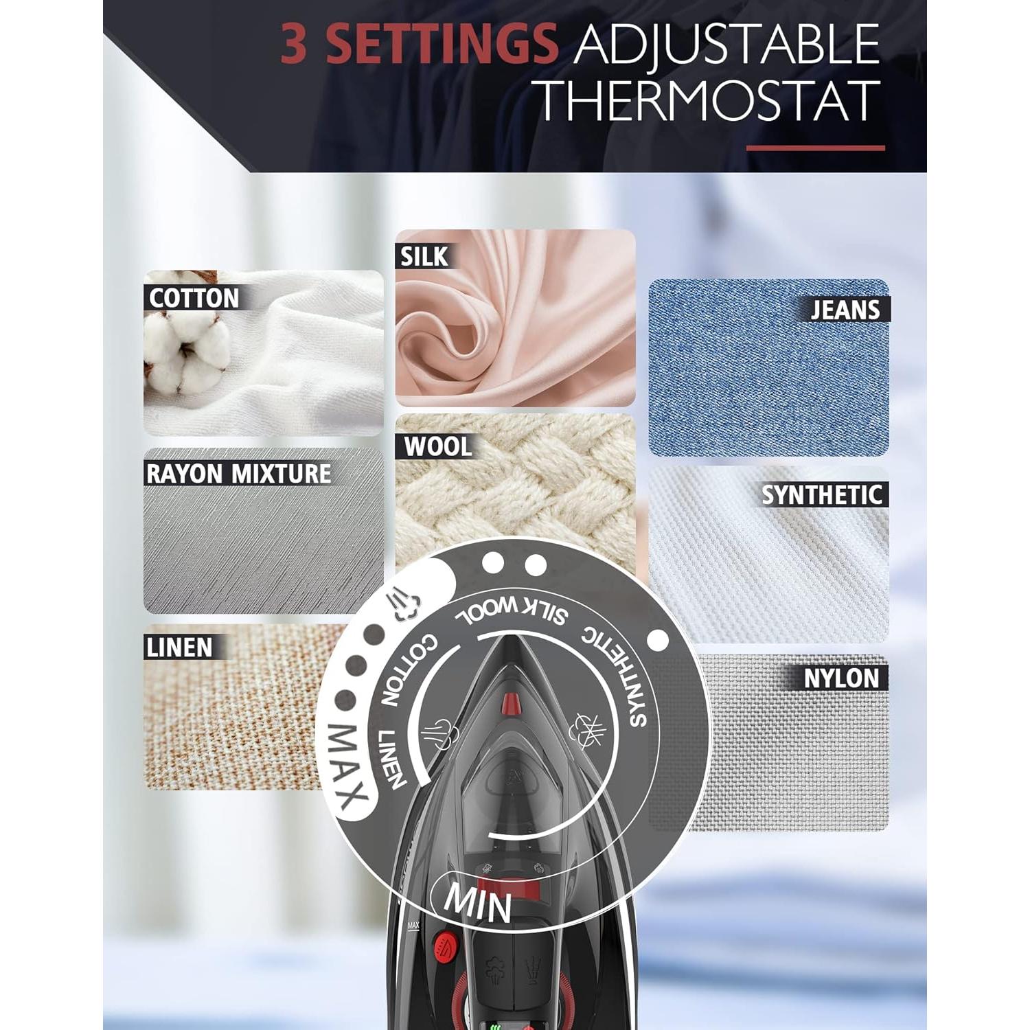 Plancha Sin Cable OMAIGA 1500W con Vapor y Tanque 350ml - Negro