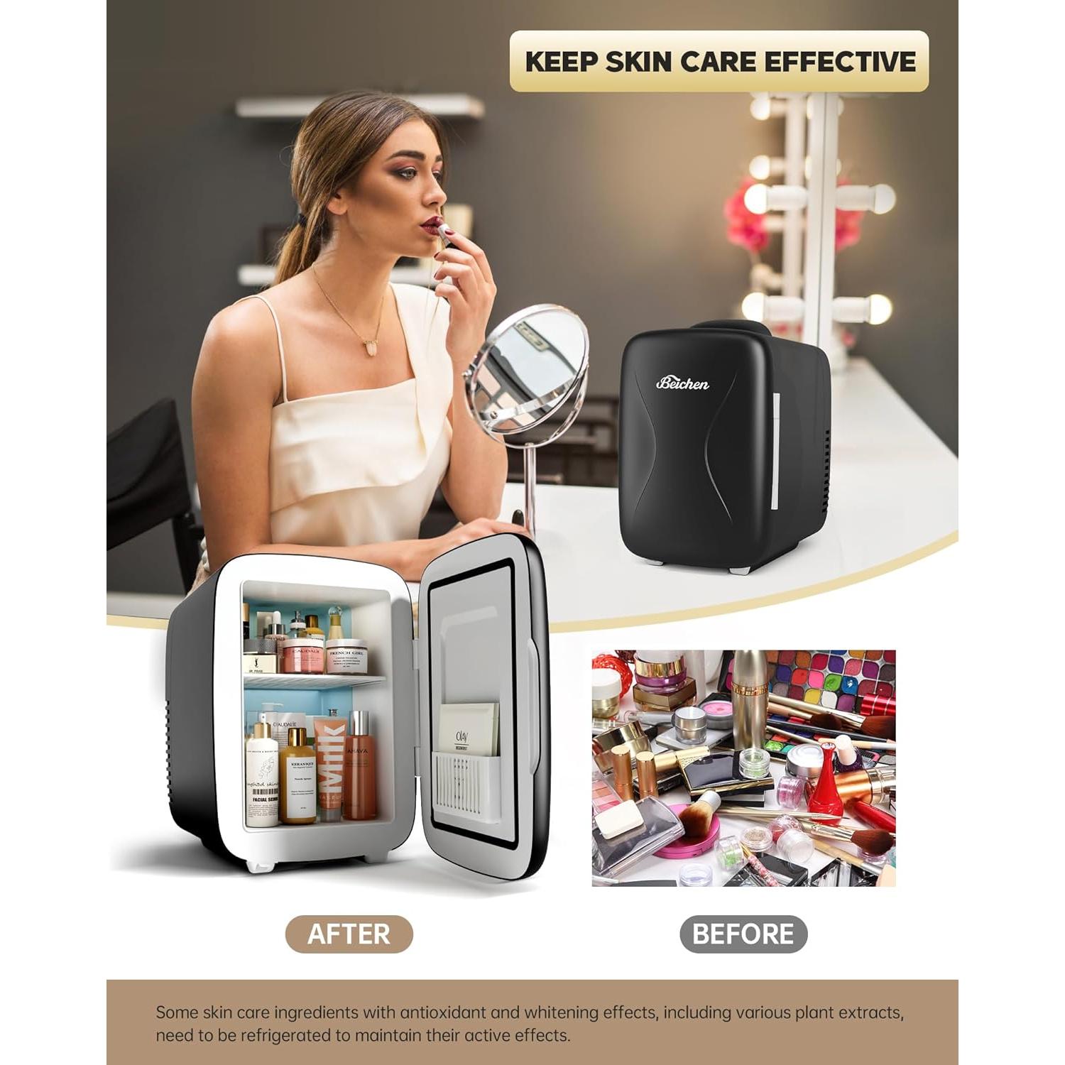 Mini Nevera BEICHEN 4L Compacta Enfriamiento Rápido Negro