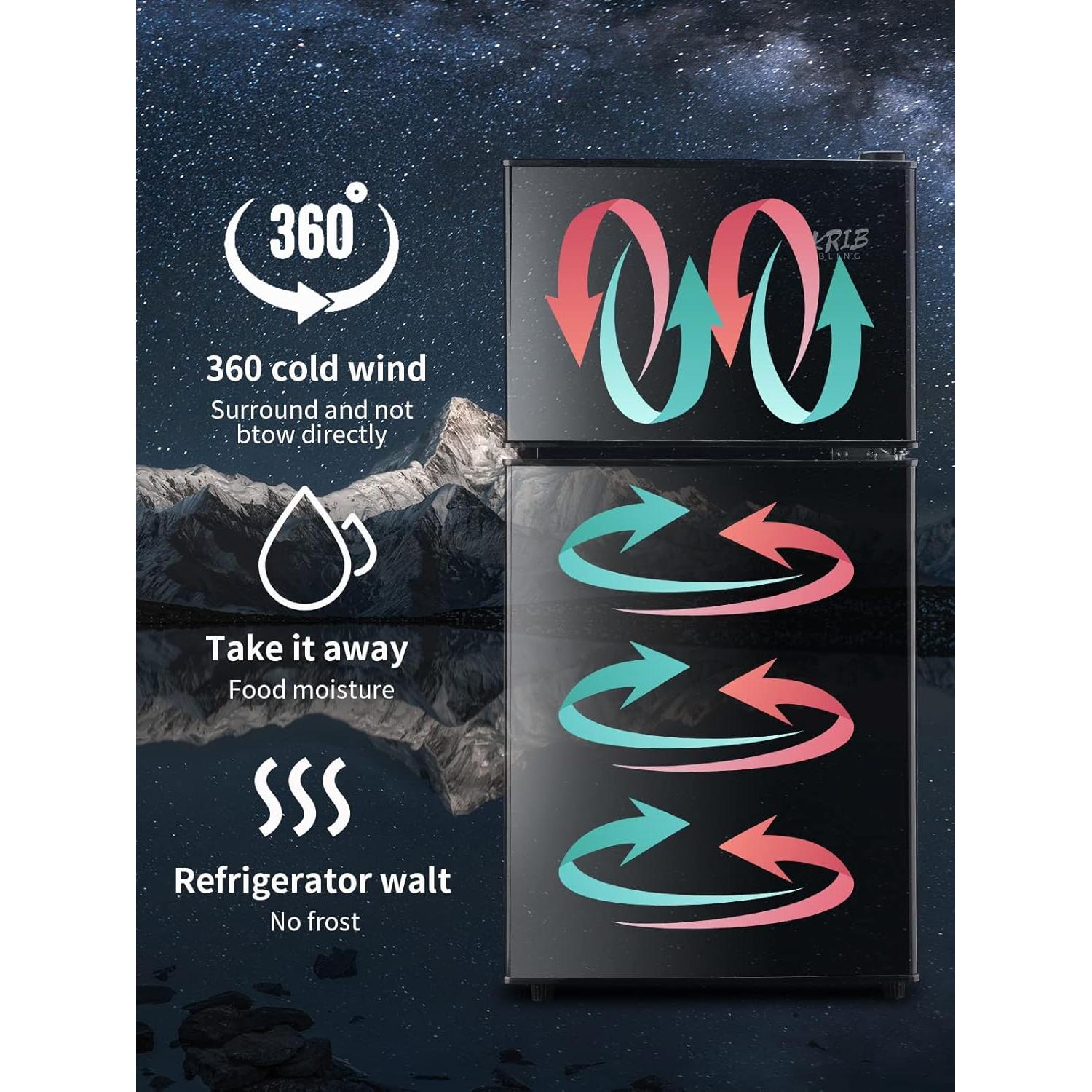 Refrigerador Compacto KRIB BLING KB02 99L 2 Puertas Negro